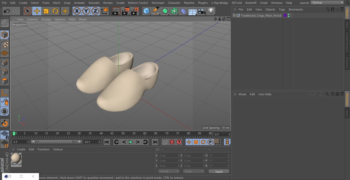 3D Traditional Clogs Plain Wood model