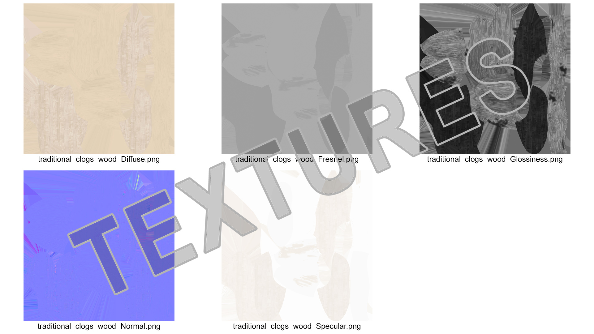 3D Traditional Clogs Plain Wood model