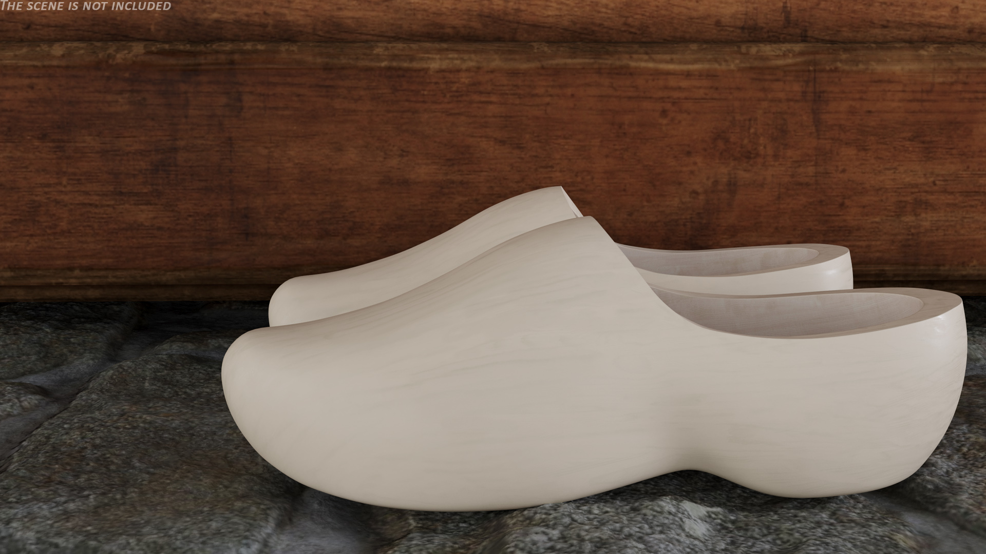 3D Traditional Clogs Plain Wood model
