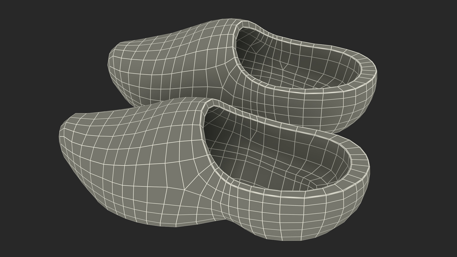 3D Traditional Clogs Plain Wood model