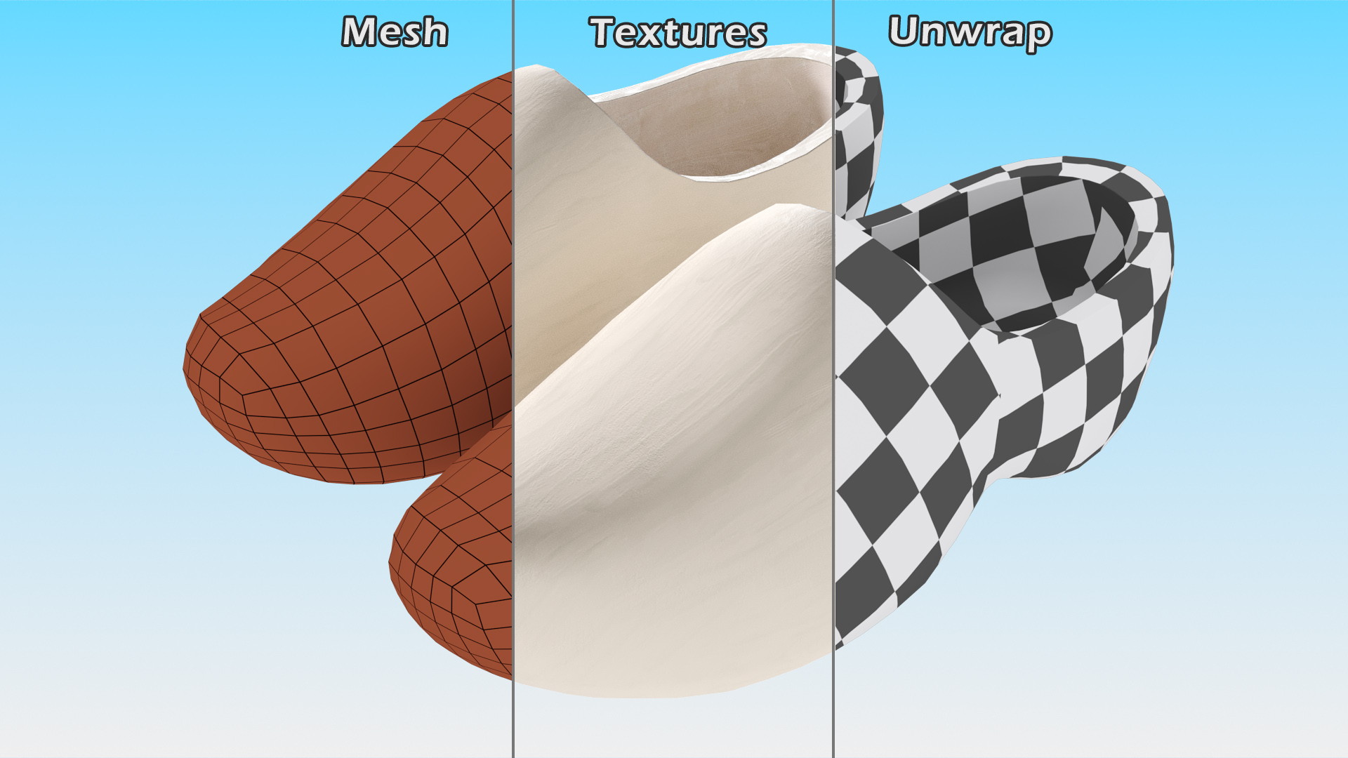 3D Traditional Clogs Plain Wood model