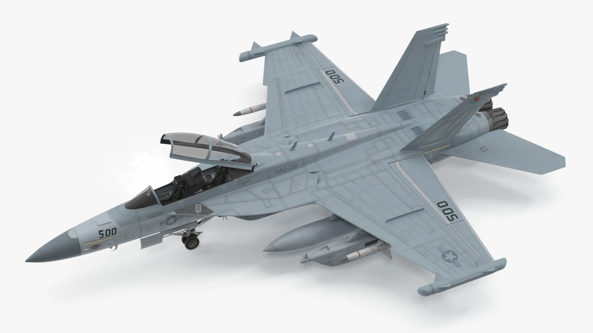 Electronic Warfare Aircraft Boeing EA 18G Rigged for Maya 3D