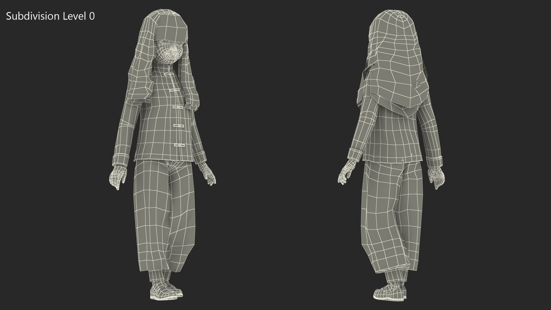 3D model Asian Girl Child in National Costume Standing