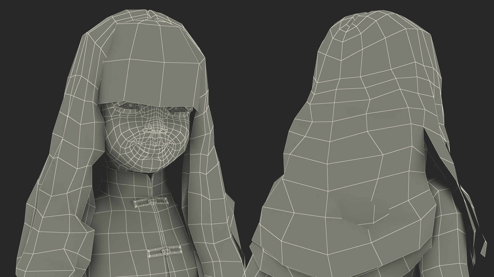 3D model Asian Girl Child in National Costume Standing
