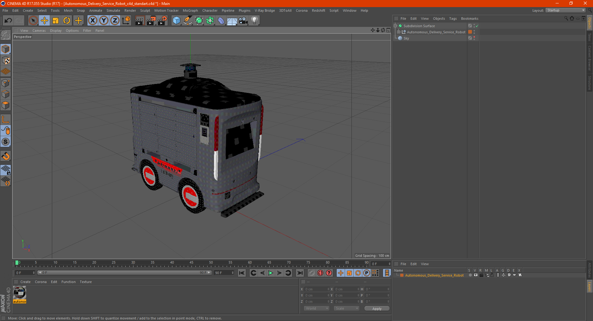 3D Autonomous Delivery Service Robot model
