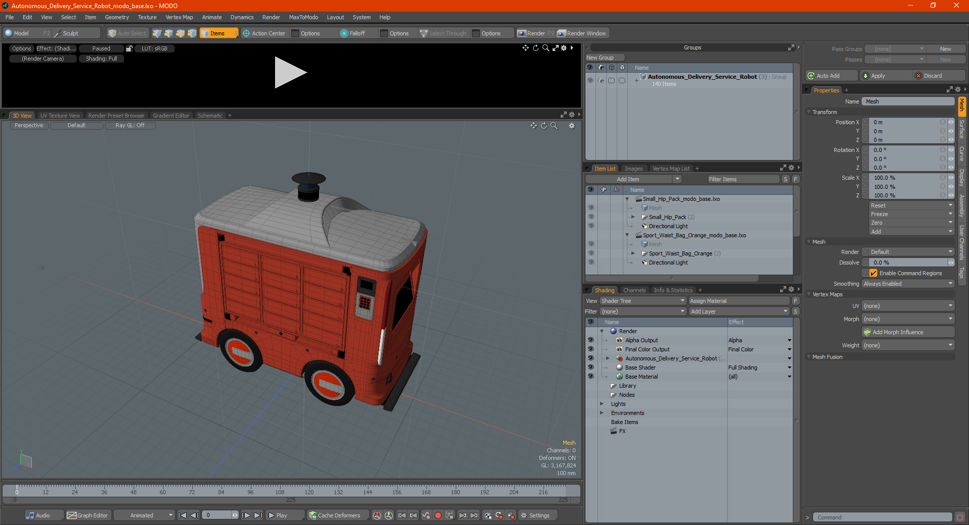 3D Autonomous Delivery Service Robot model