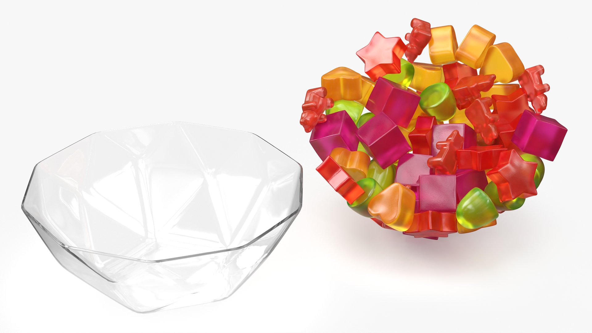Fruit Flavor Gumdrops with Glass Bowl Set Multicolor - view 6