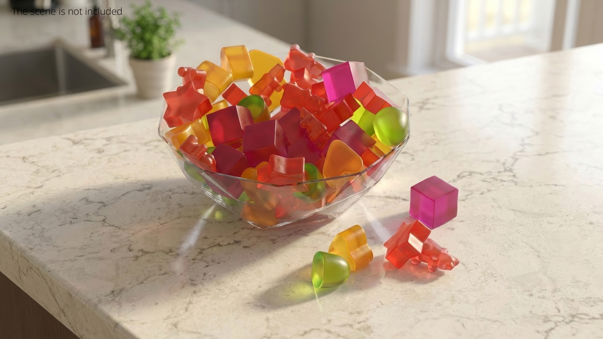 Fruit Flavor Gumdrops with Glass Bowl Set Multicolor - view 3