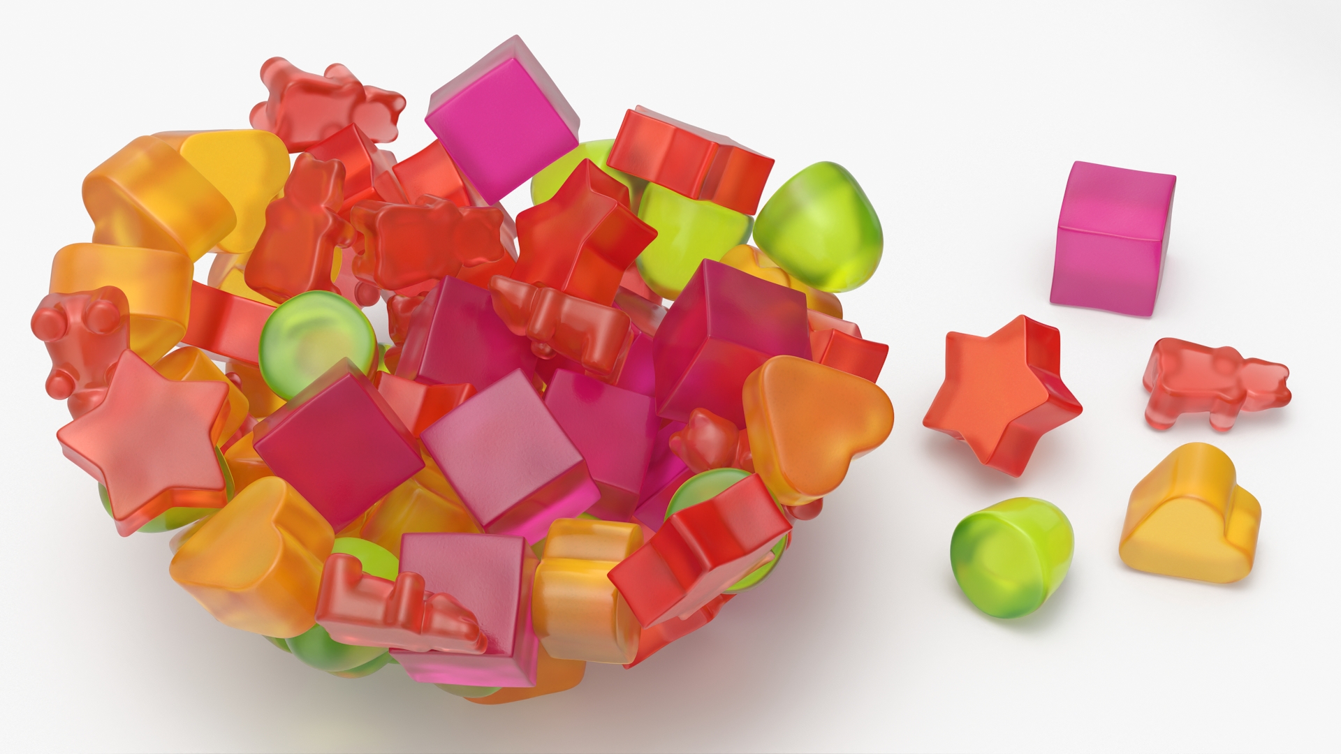 Fruit Flavor Gumdrops with Glass Bowl Set Multicolor - view 4