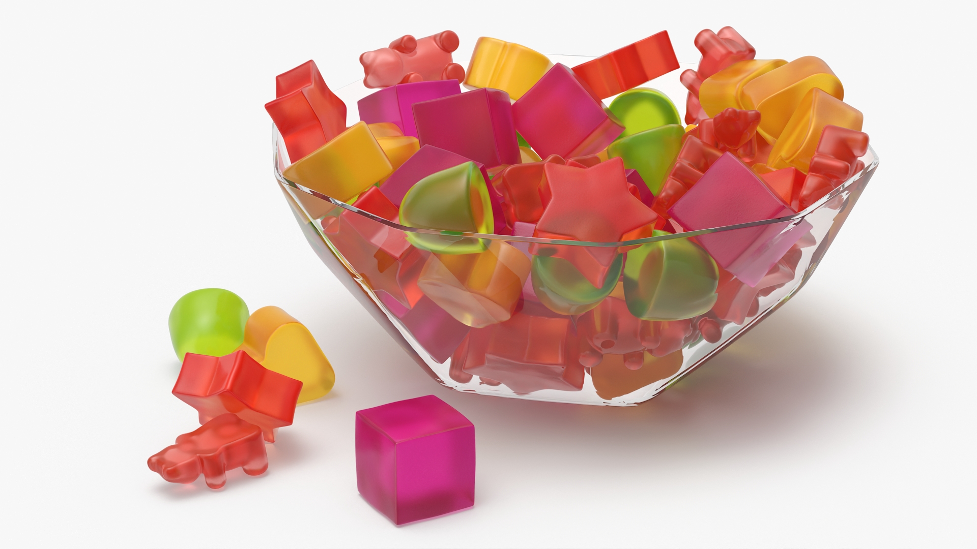 Fruit Flavor Gumdrops with Glass Bowl Set Multicolor - view 2