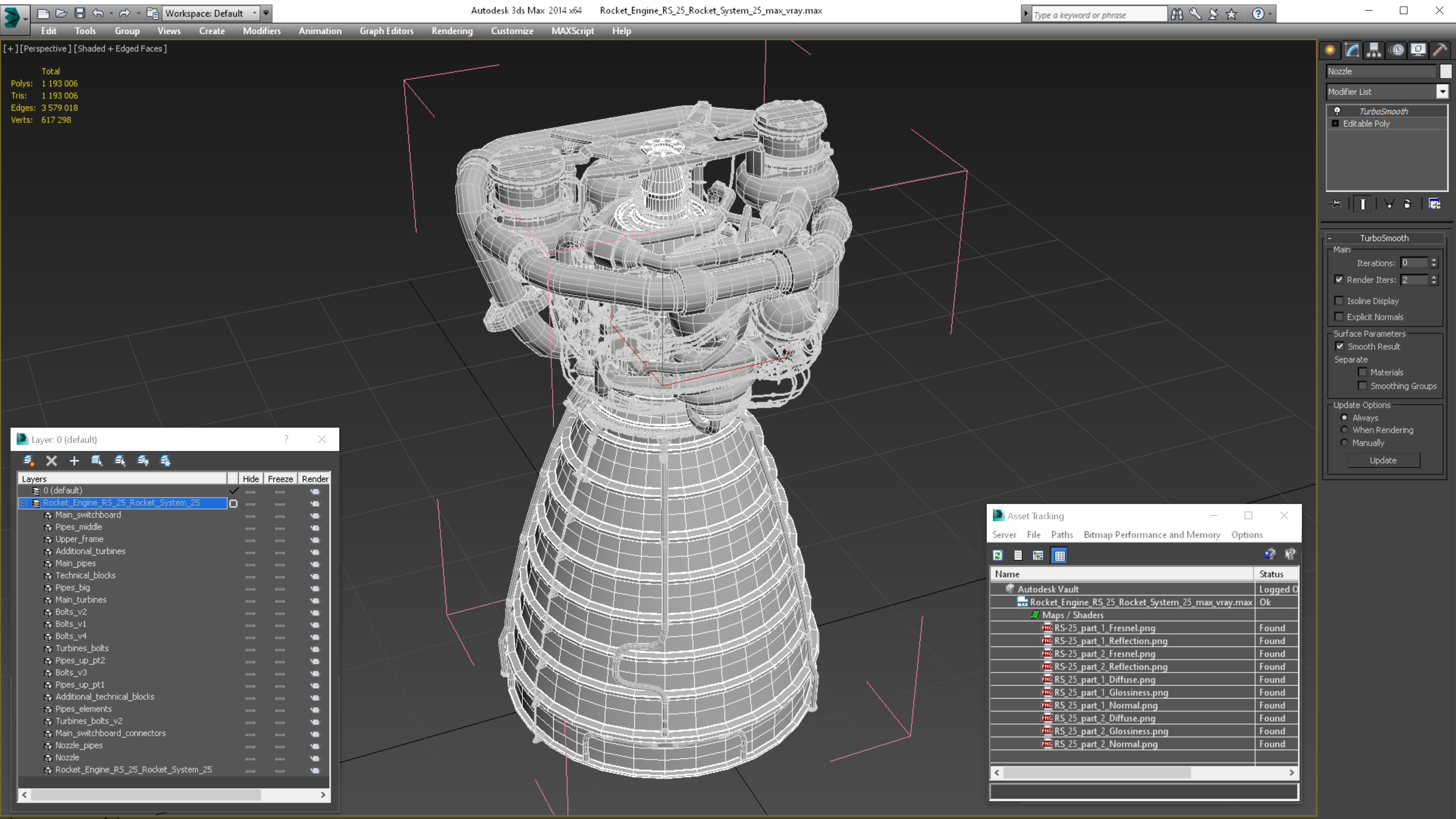 3D Rocket Engine RS 25 Rocket System 25