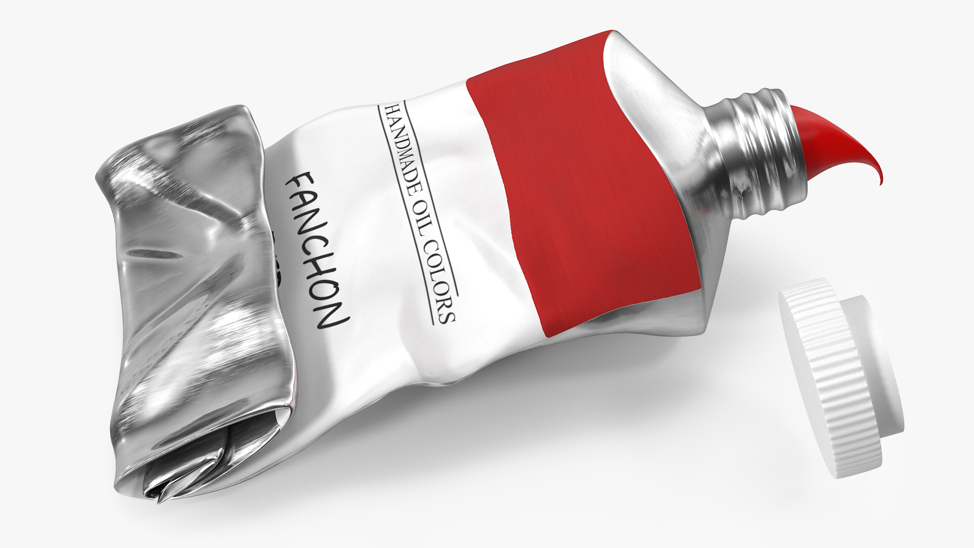 Red Oil Paint Tube Squeezed 3D