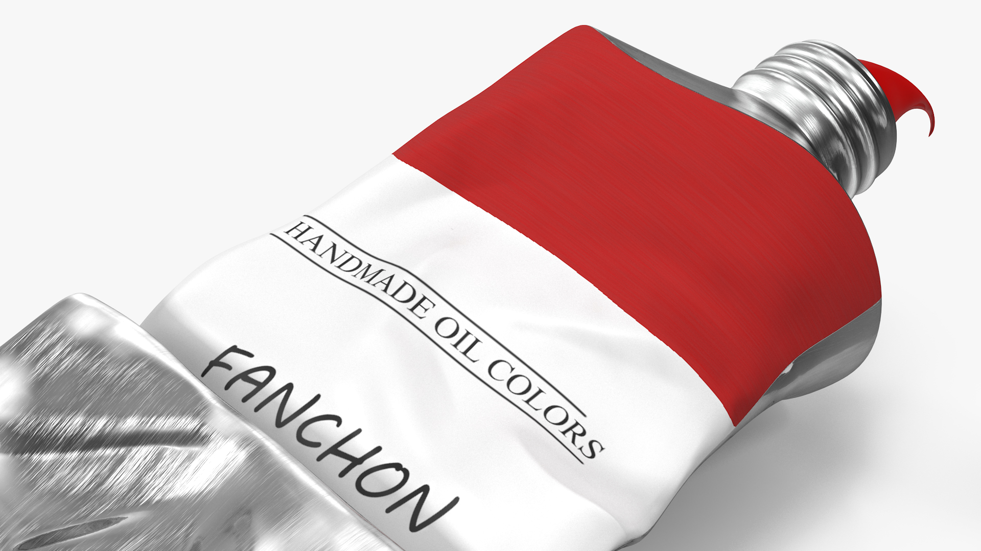Red Oil Paint Tube Squeezed 3D