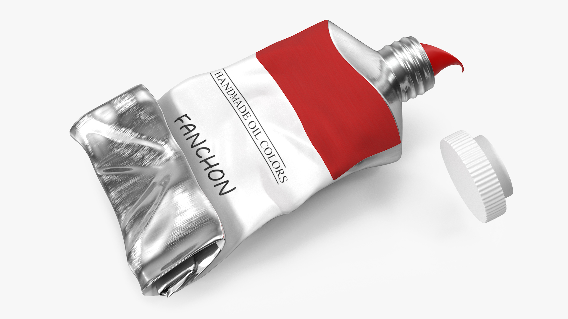 Red Oil Paint Tube Squeezed 3D