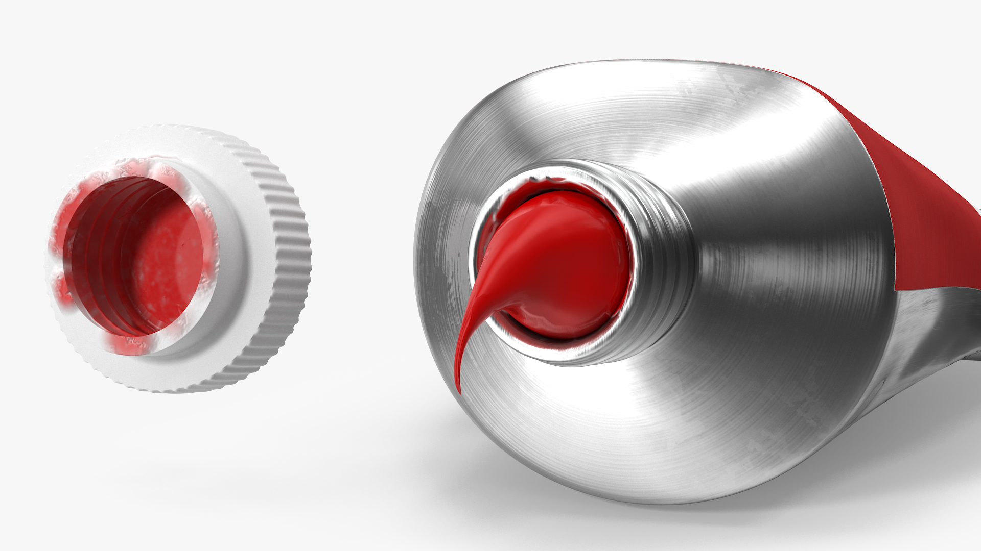 Red Oil Paint Tube Squeezed 3D
