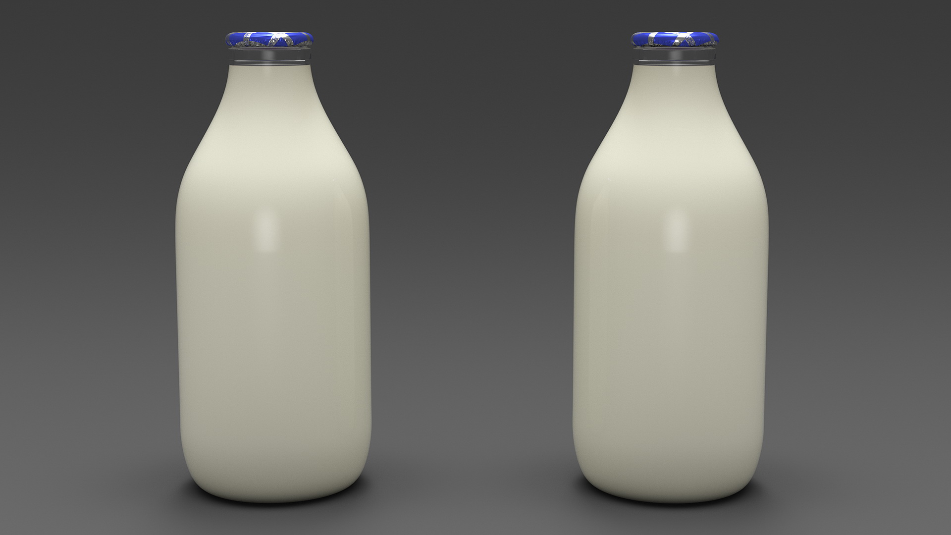 Glass Bottle of Skimmed Milk with Foil Top 3D