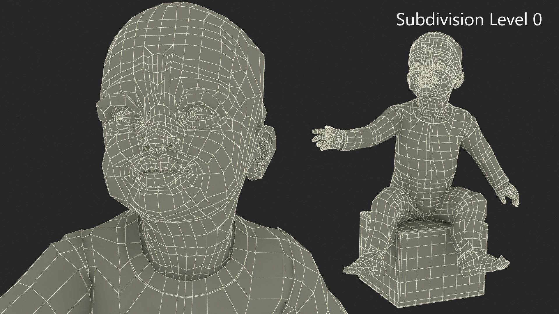 African Baby Girl Light Skin in Full Bodysuit Sitting Fur 3D