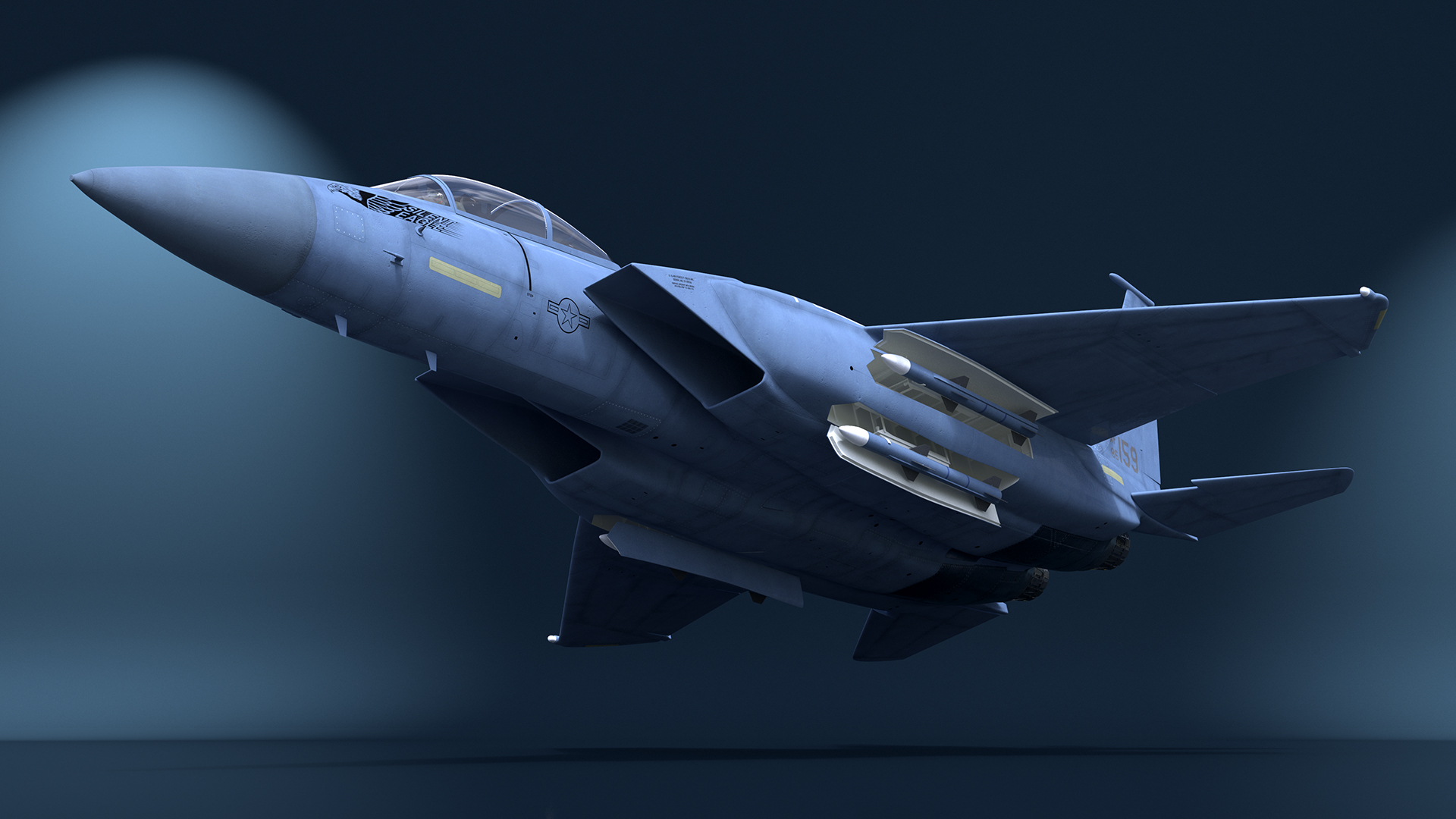 F-15SE Silent Eagle Fighter with Pilot in Flight Battle Position 3D model