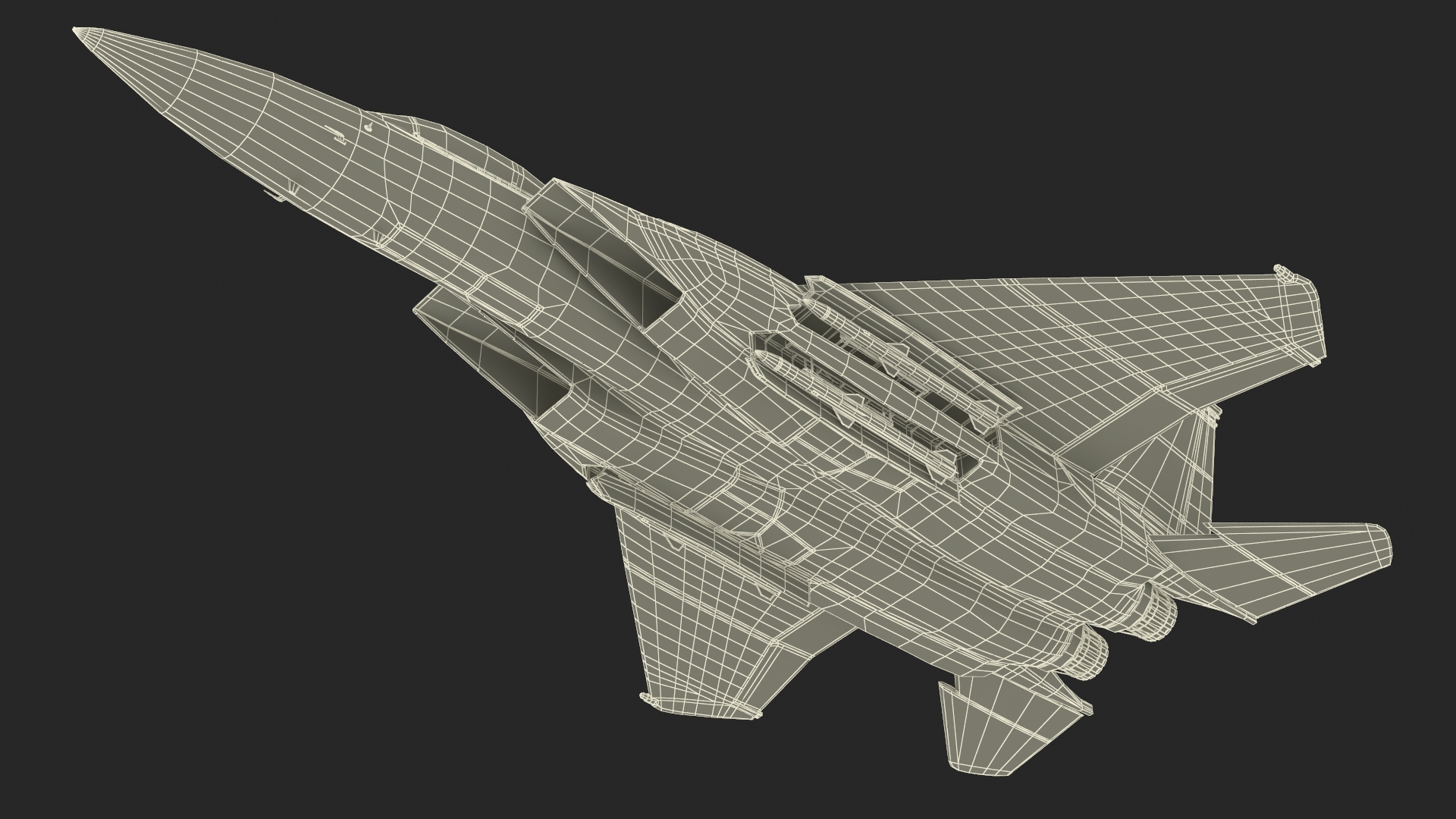 F-15SE Silent Eagle Fighter with Pilot in Flight Battle Position 3D model