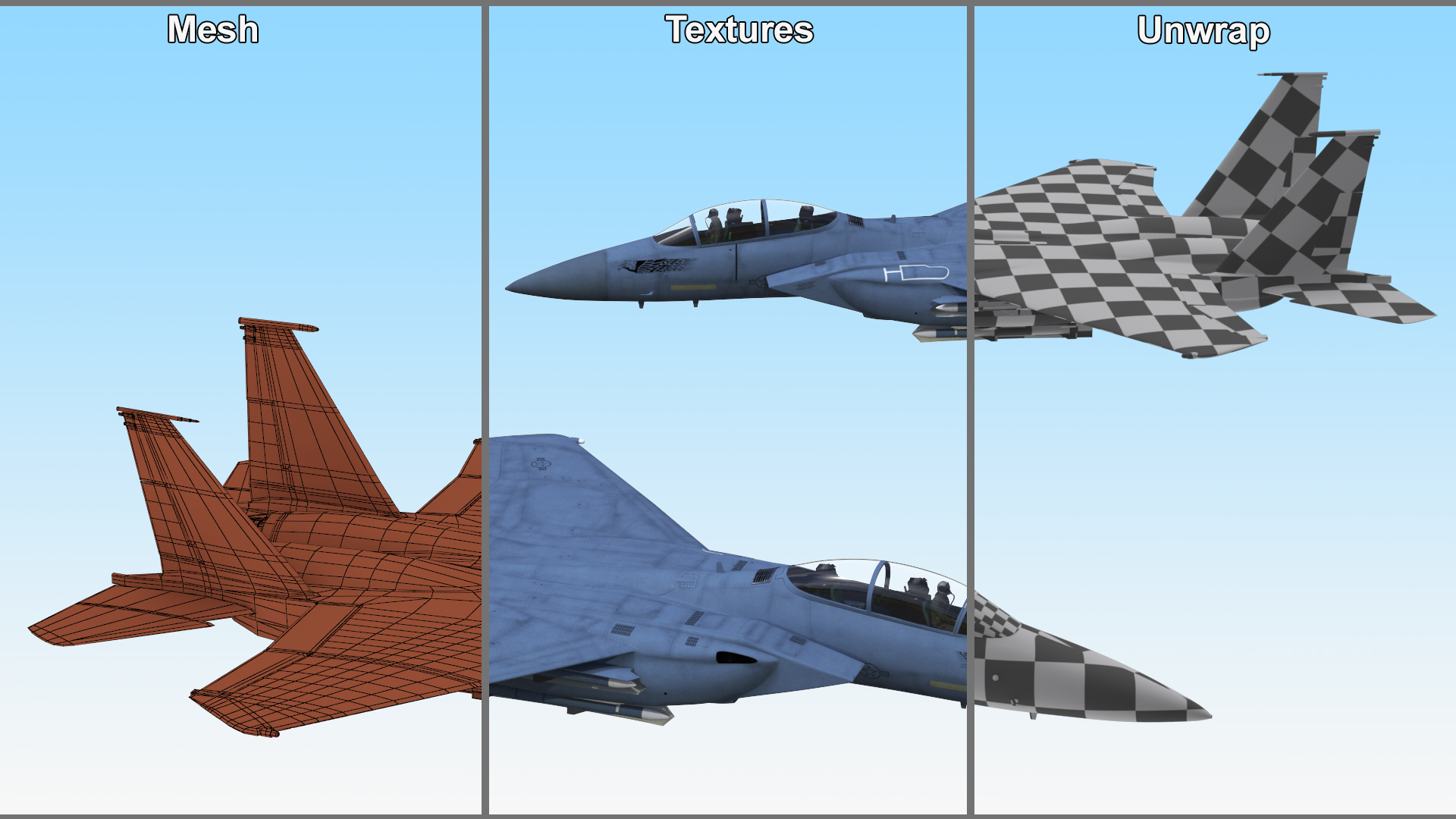 F-15SE Silent Eagle Fighter with Pilot in Flight Battle Position 3D model