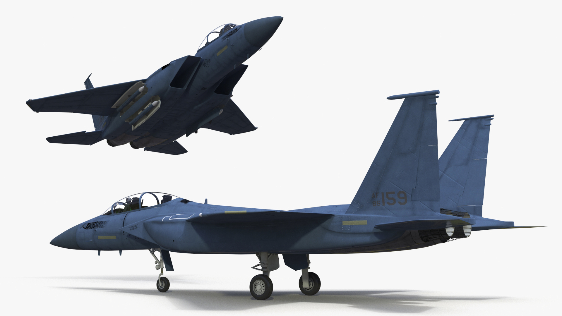 F-15SE Silent Eagle Fighter with Pilot in Flight Battle Position 3D model