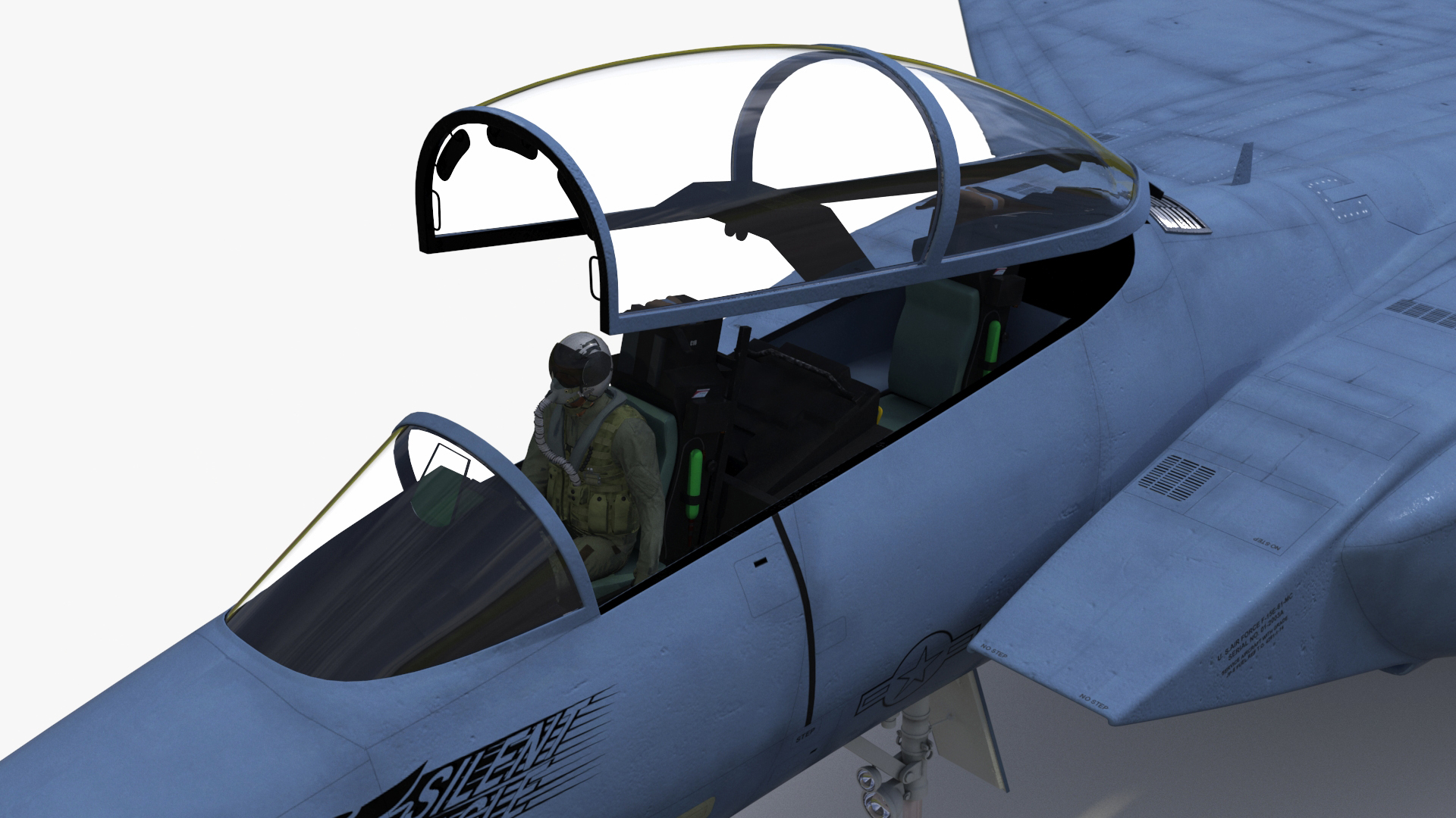 F-15SE Silent Eagle Fighter with Pilot in Flight Battle Position 3D model