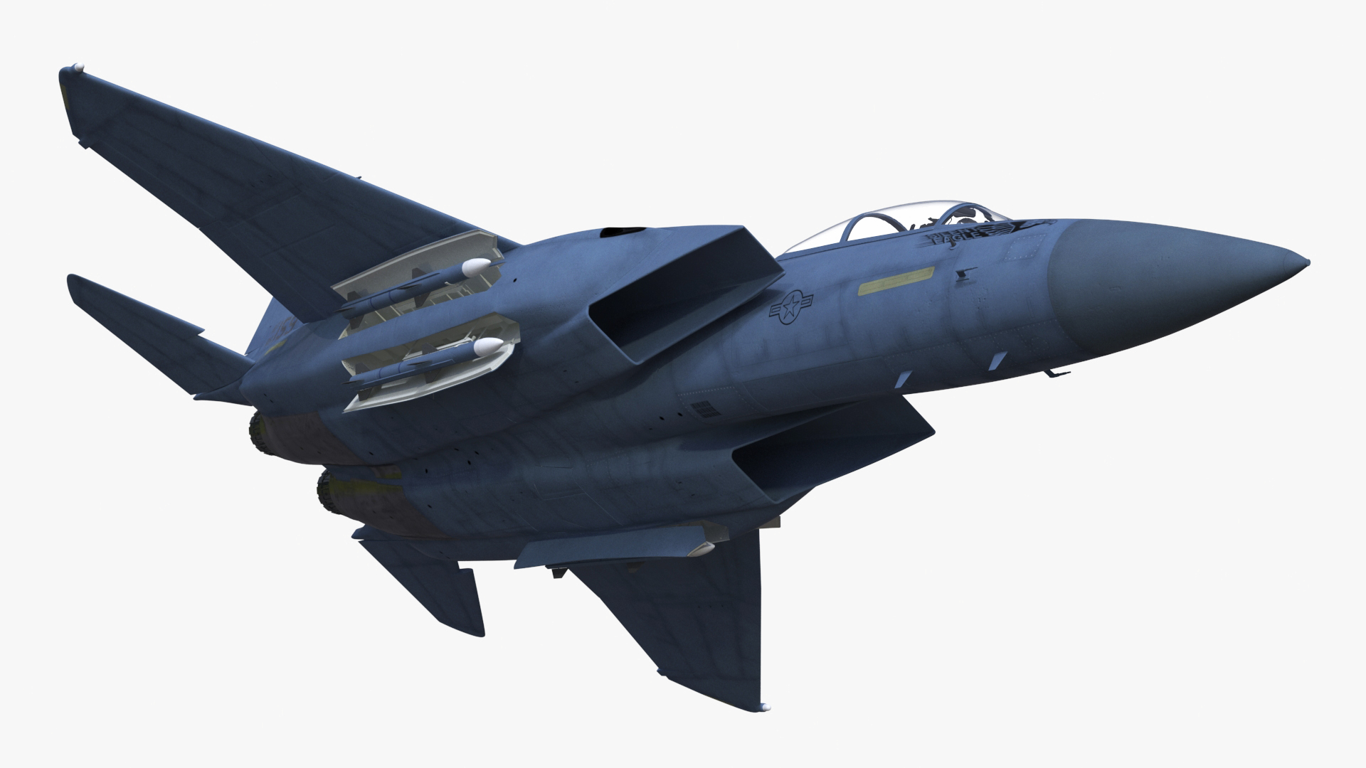 F-15SE Silent Eagle Fighter with Pilot in Flight Battle Position 3D model