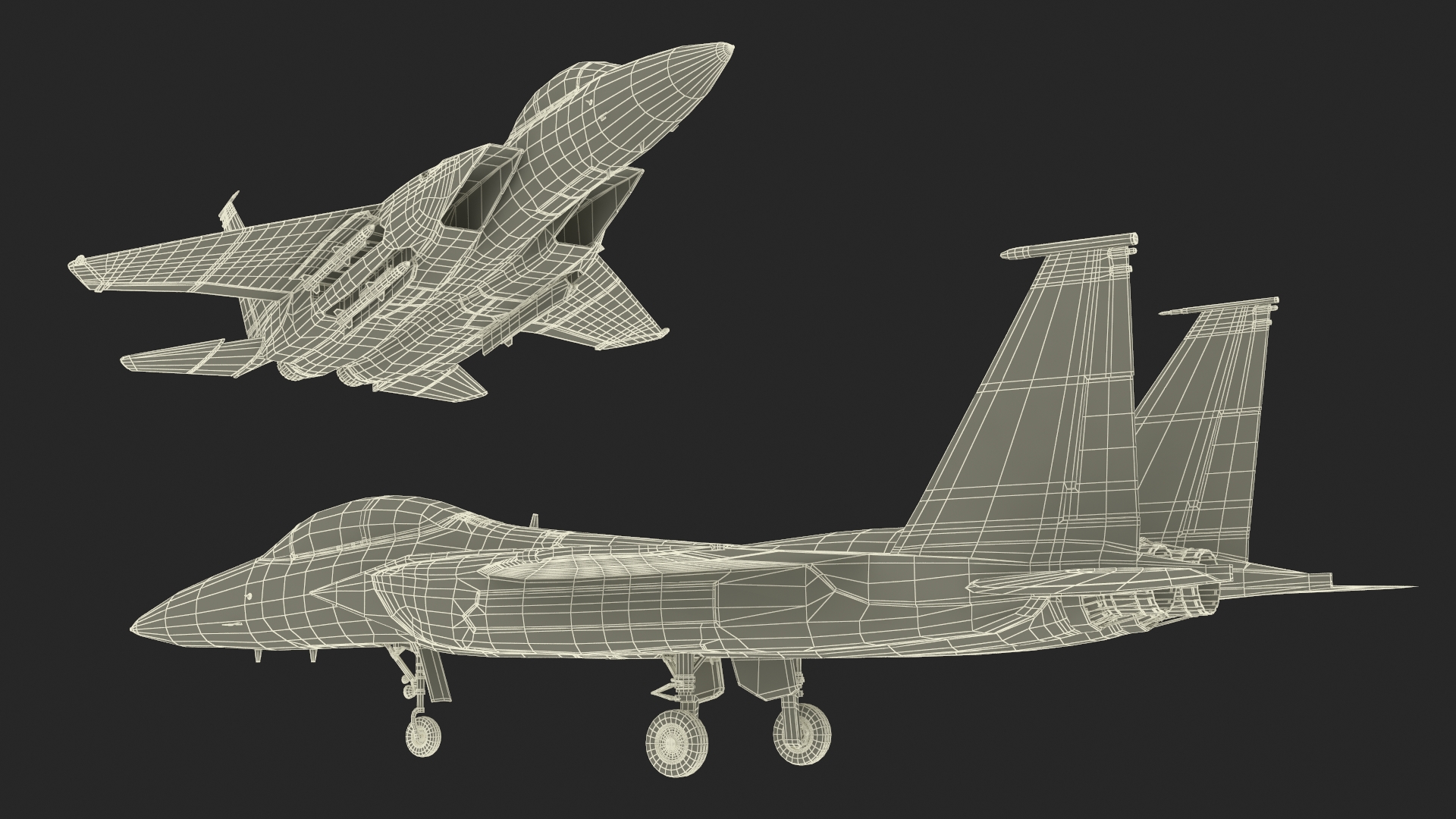 F-15SE Silent Eagle Fighter with Pilot in Flight Battle Position 3D model
