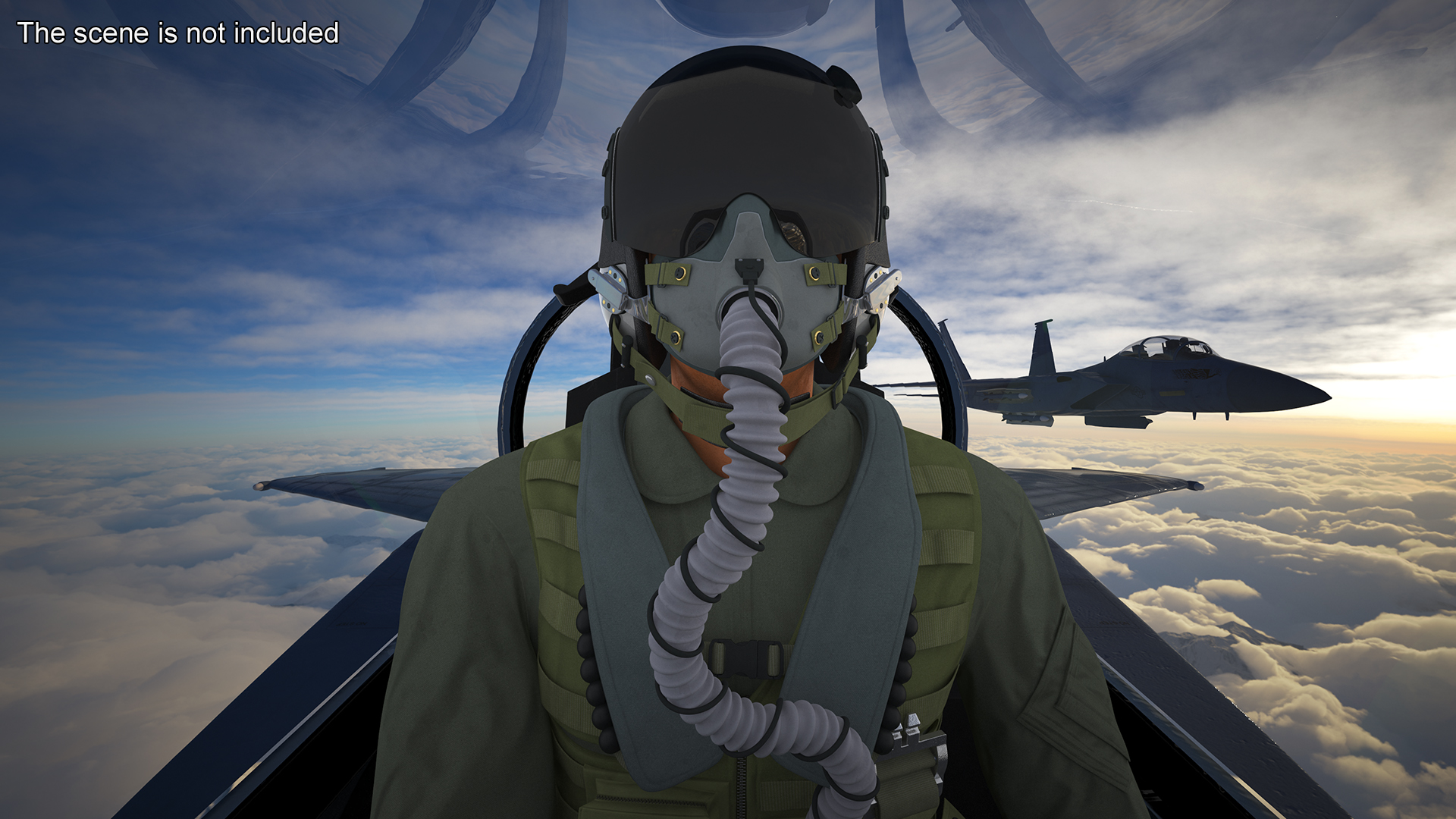 F-15SE Silent Eagle Fighter with Pilot in Flight Battle Position 3D model
