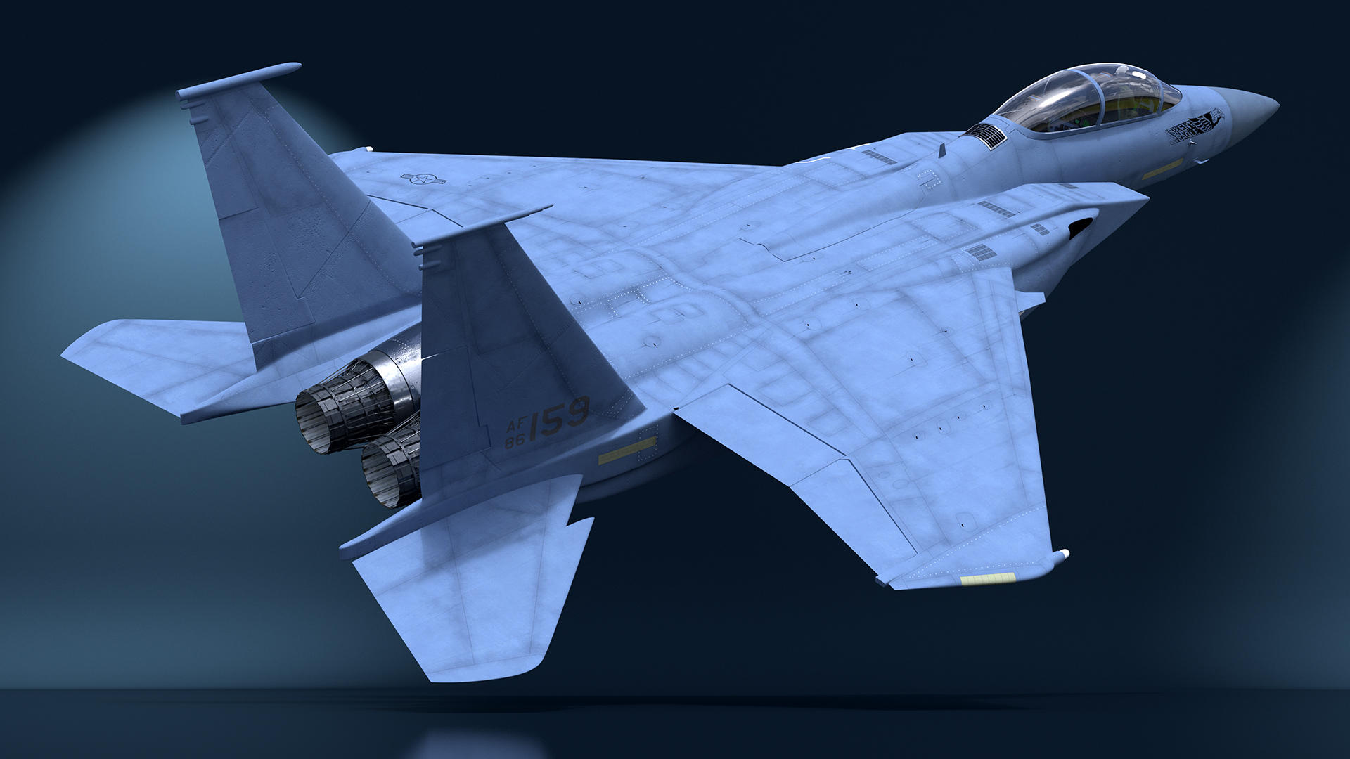 F-15SE Silent Eagle Fighter with Pilot in Flight Battle Position 3D model