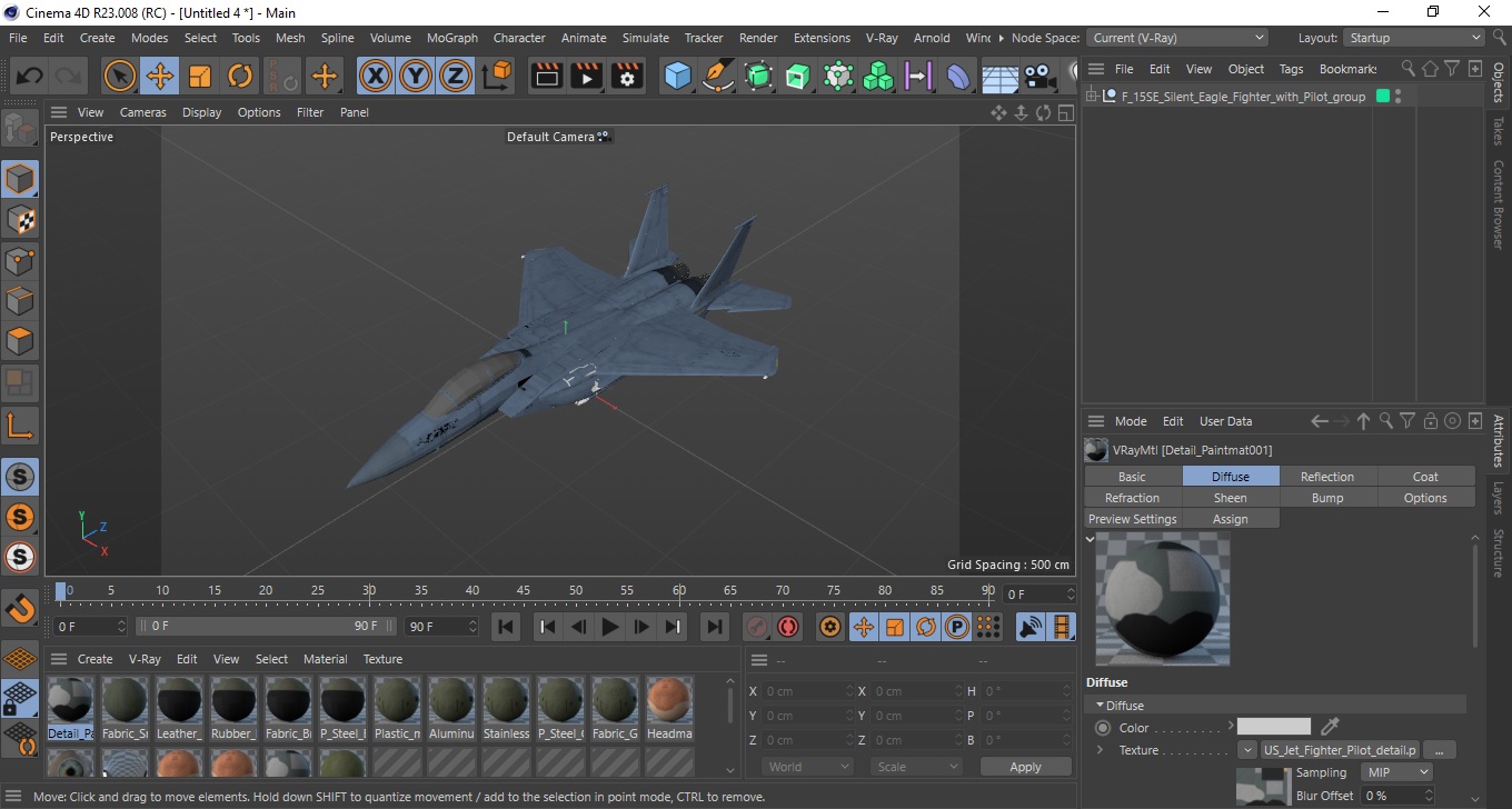 F-15SE Silent Eagle Fighter with Pilot in Flight Battle Position 3D model