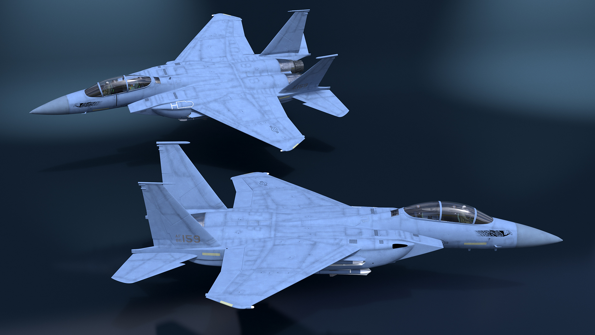 F-15SE Silent Eagle Fighter with Pilot in Flight Battle Position 3D model