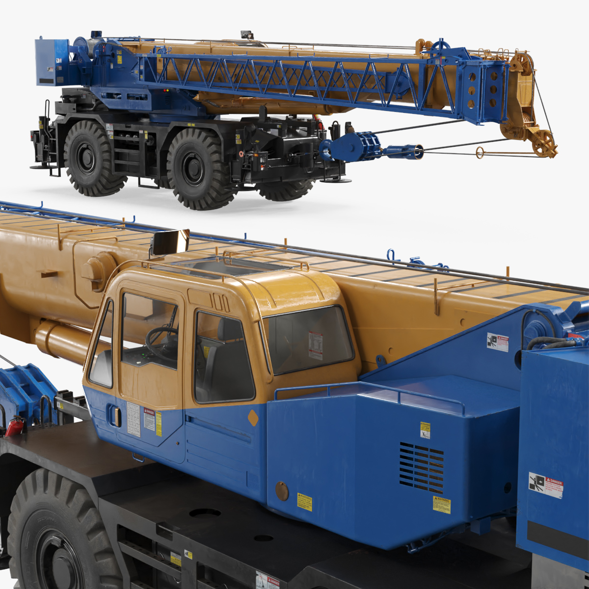 Mobile Boom Crane Machine Simplified 3D model preview