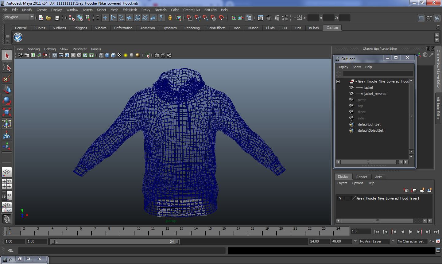 Blue Hoodie Nike Lowered Hood 3D model