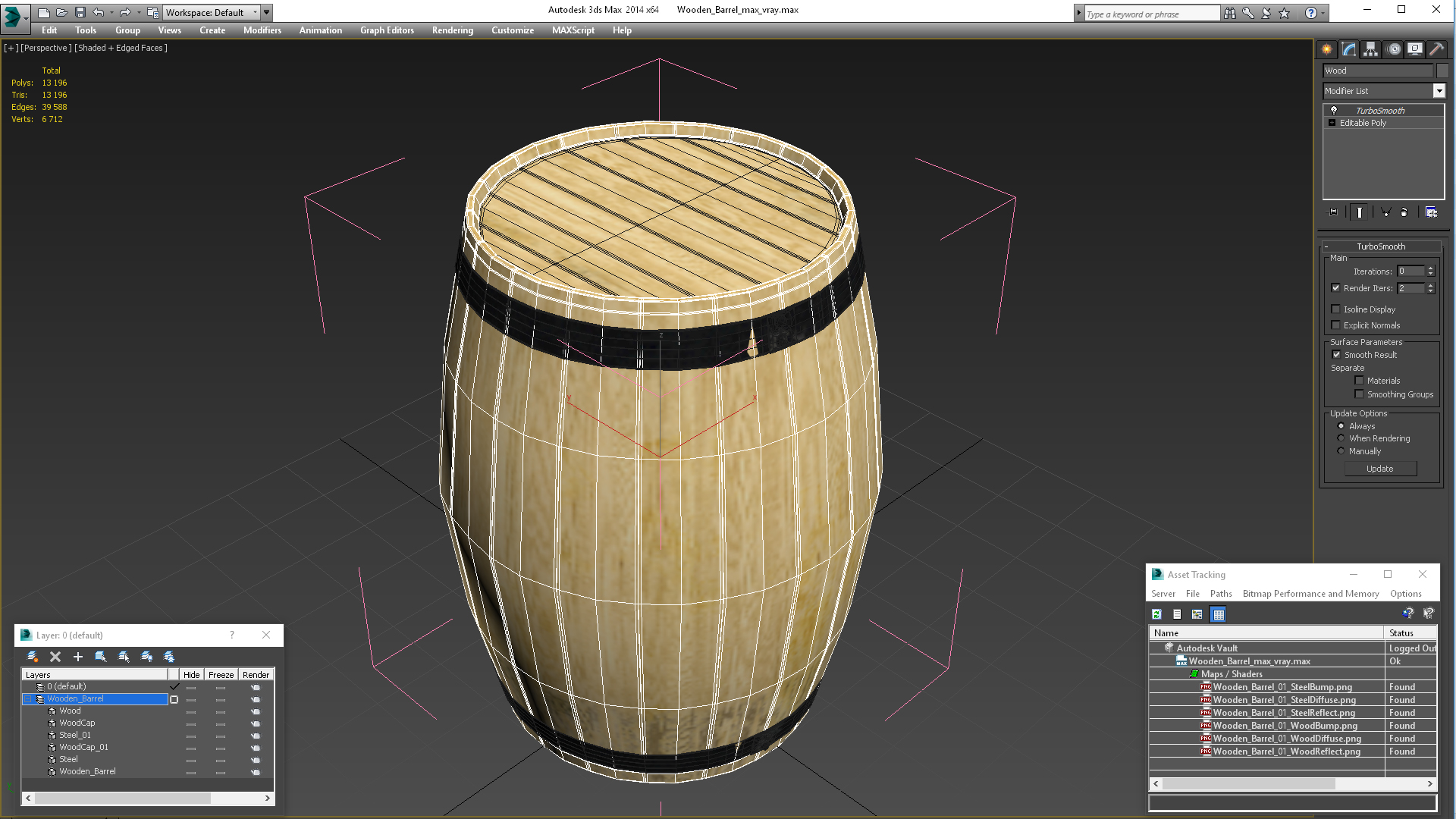 3D Wooden Barrel model