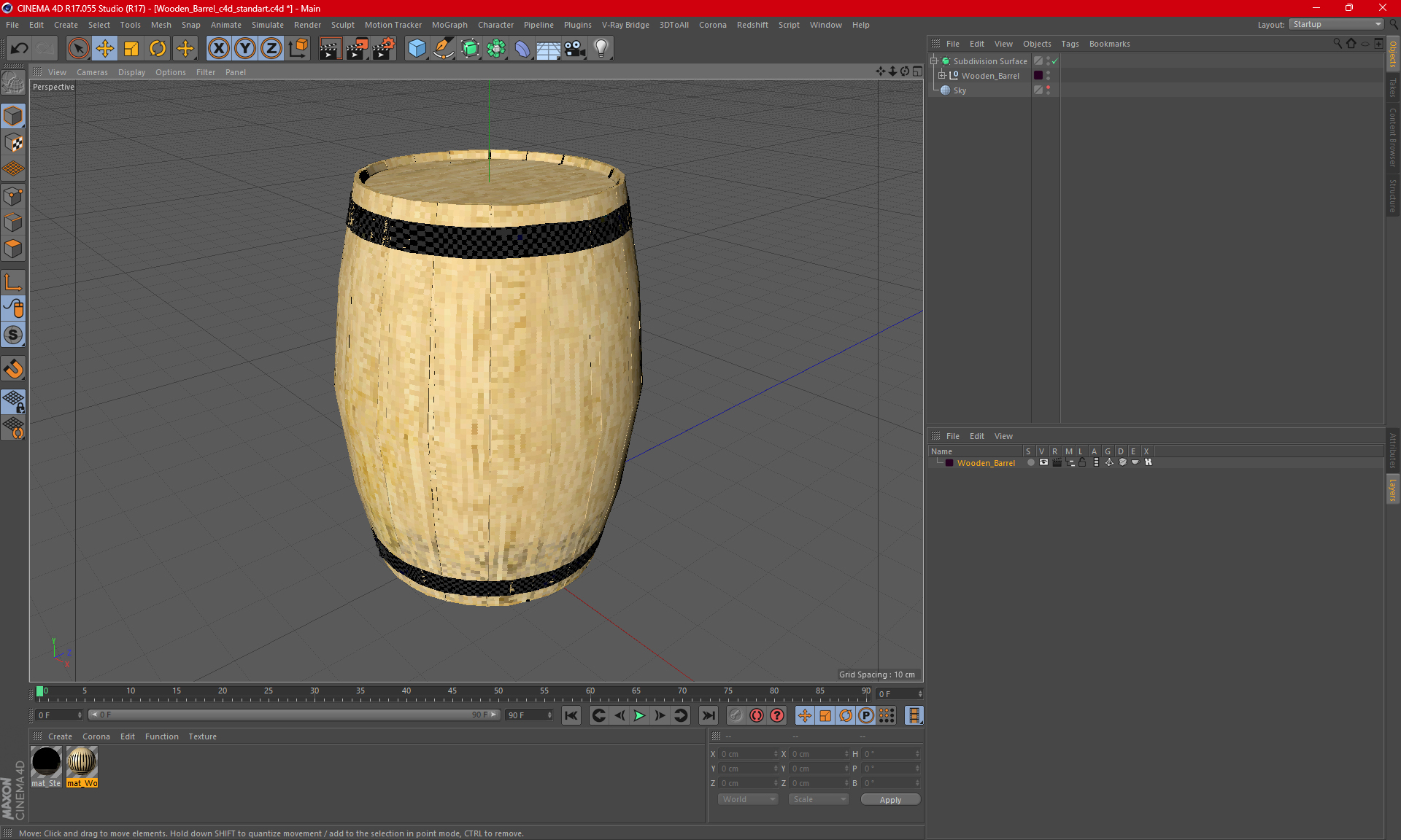3D Wooden Barrel model