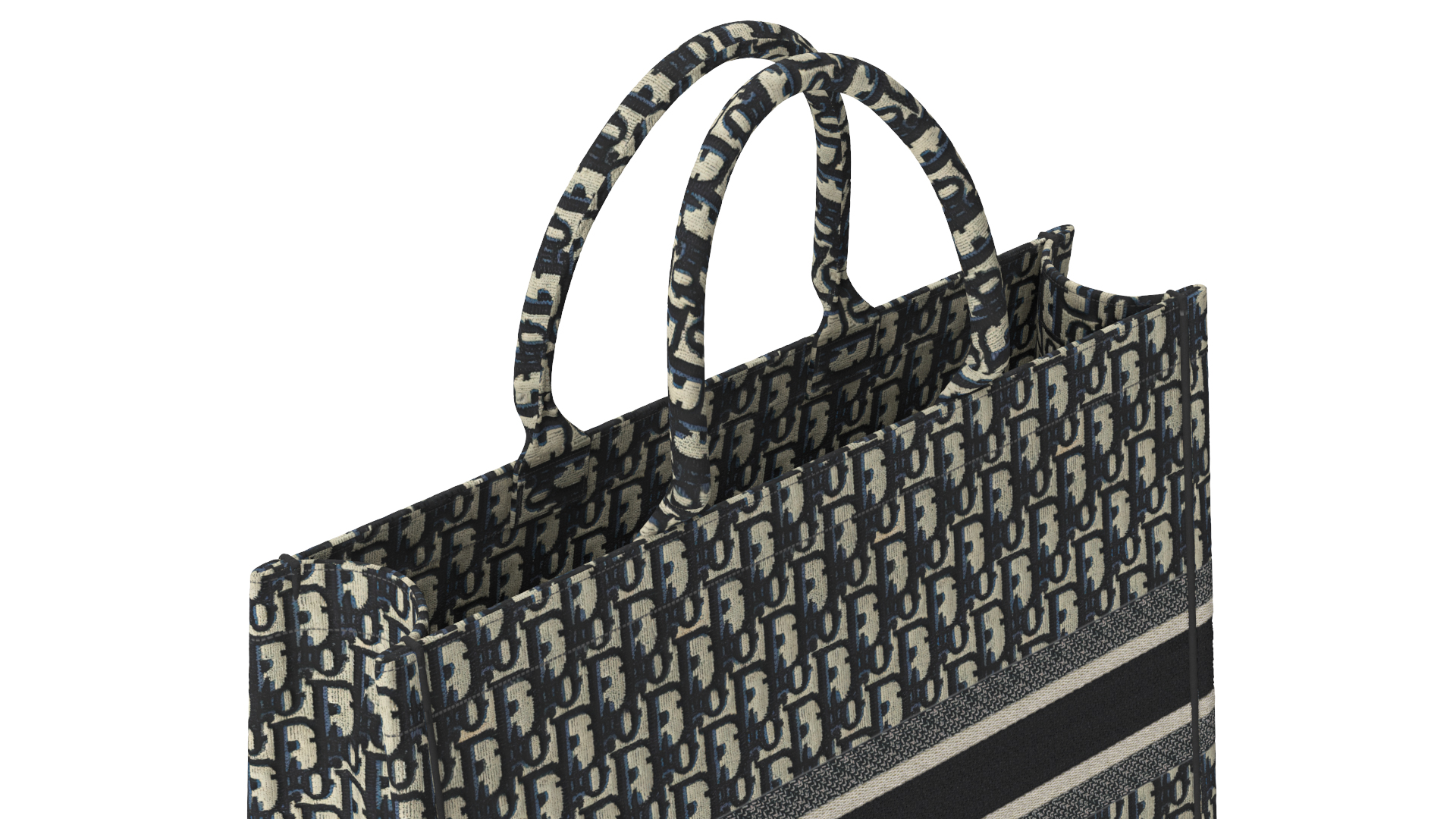 Christian Dior Book Tote Bag Ecru and Blue 3D