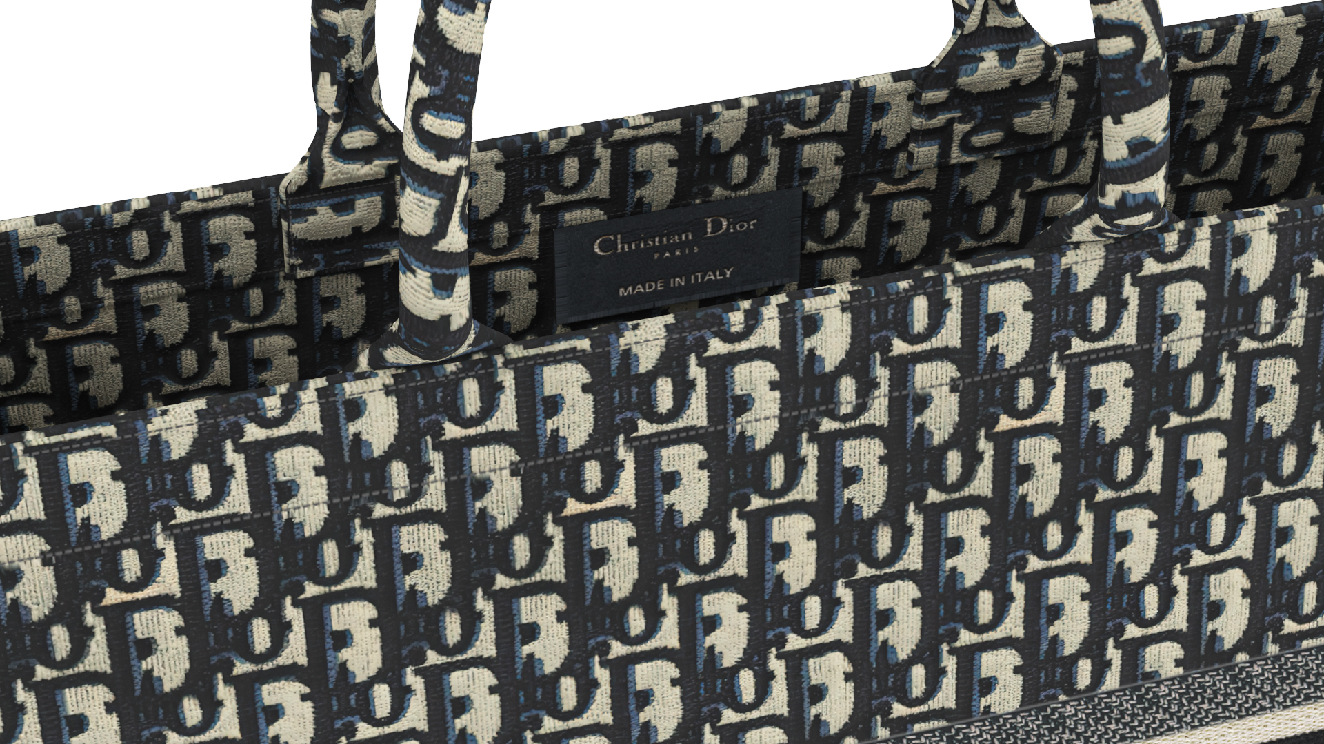 Christian Dior Book Tote Bag Ecru and Blue 3D