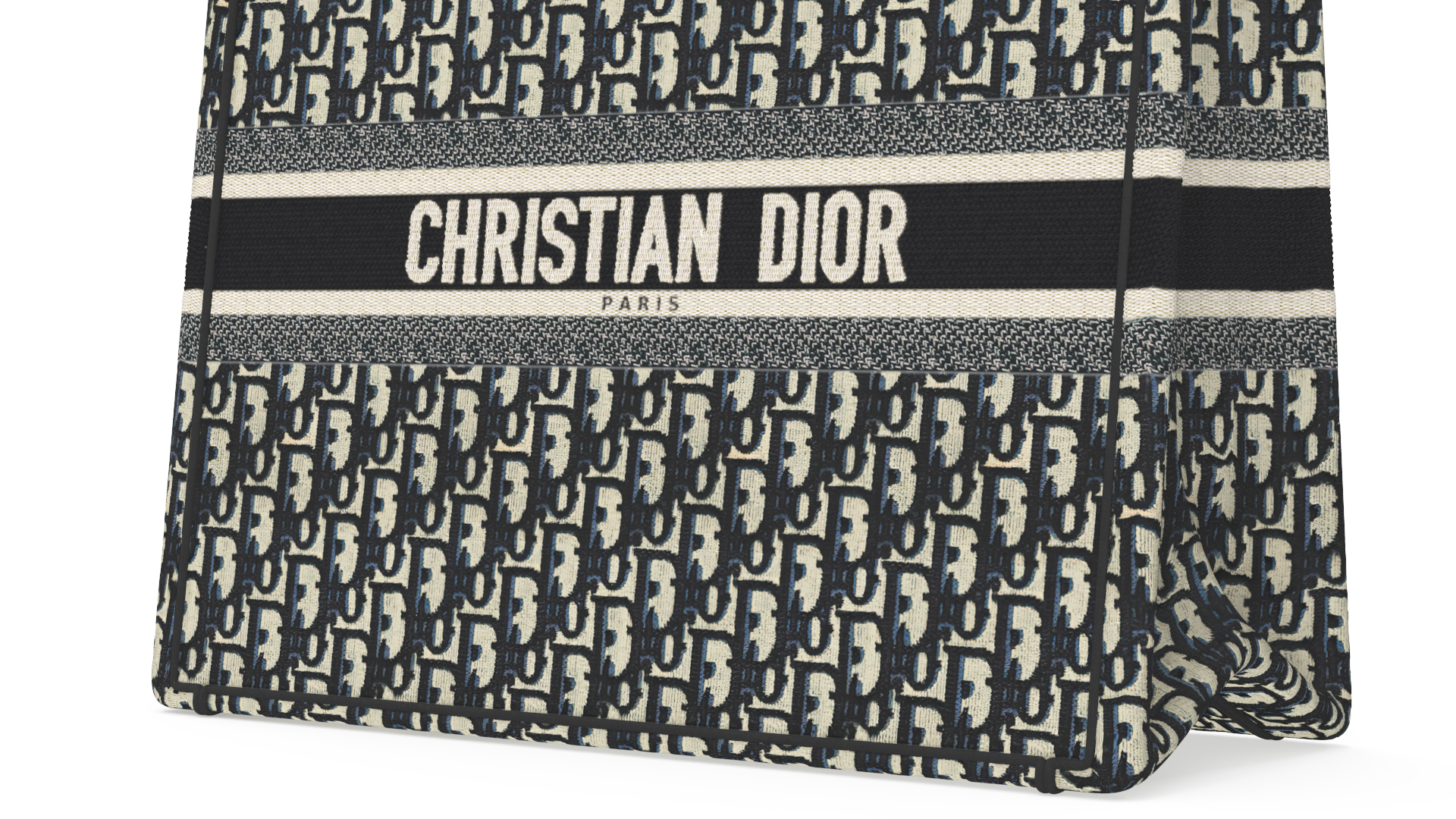 Christian Dior Book Tote Bag Ecru and Blue 3D