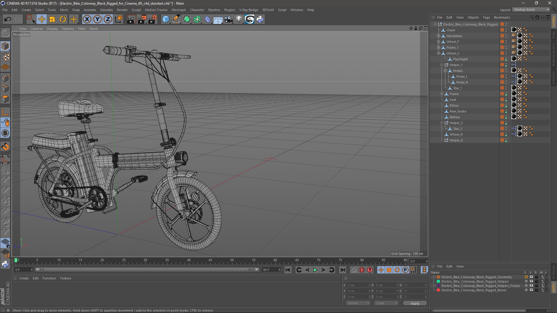 Electric Bike Colorway Black Rigged for Cinema 4D 3D model