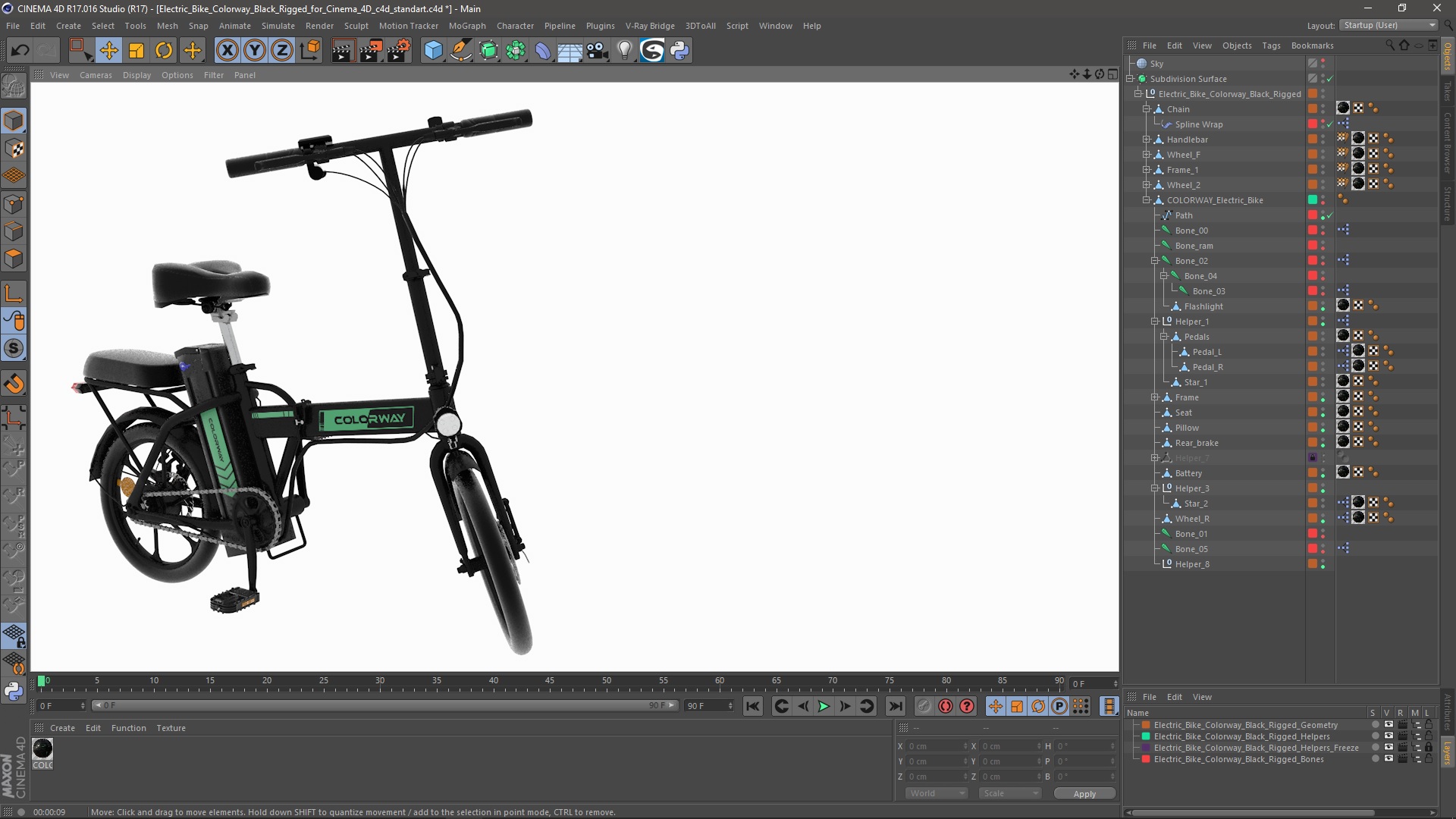 Electric Bike Colorway Black Rigged for Cinema 4D 3D model