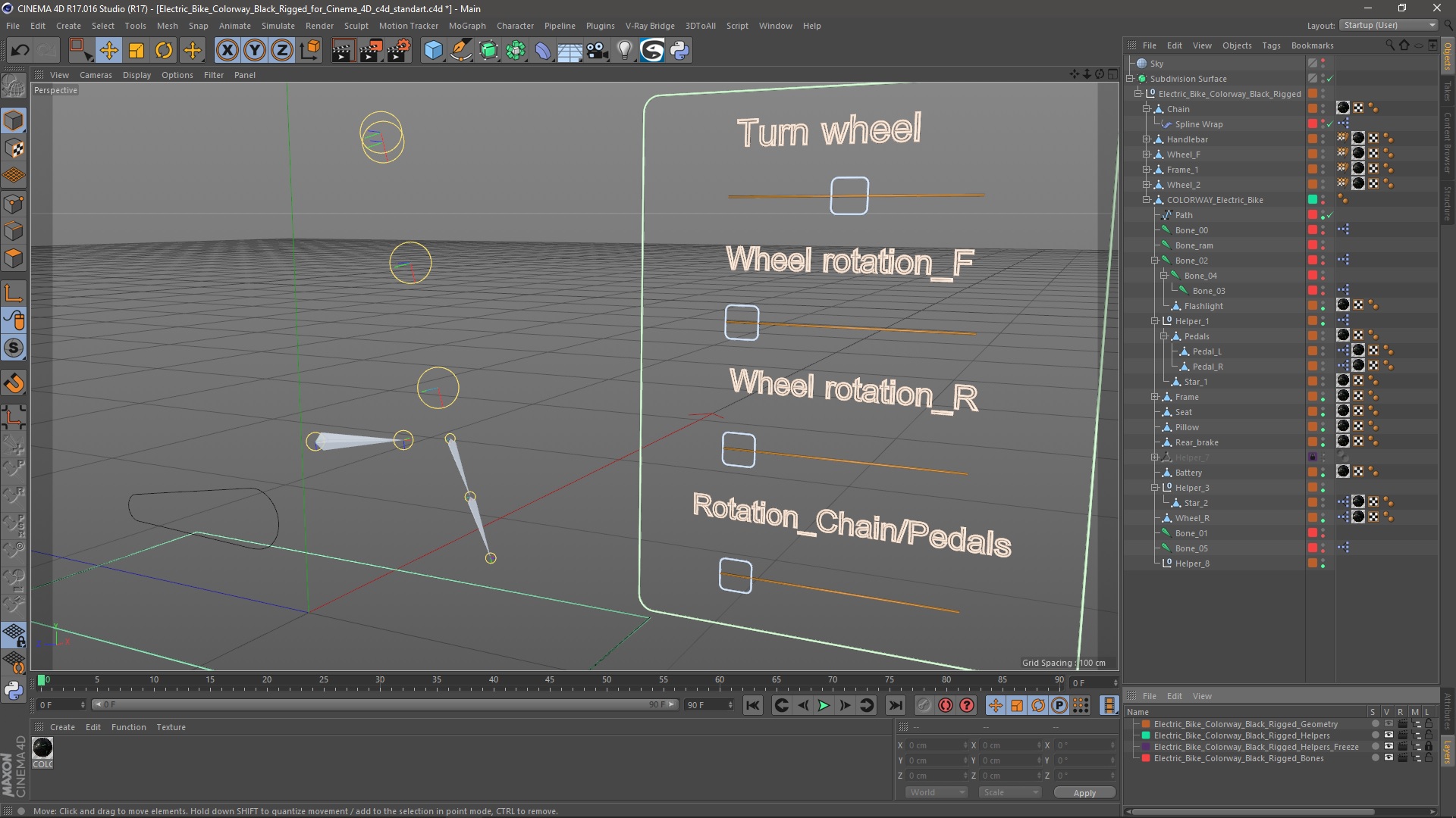 Electric Bike Colorway Black Rigged for Cinema 4D 3D model