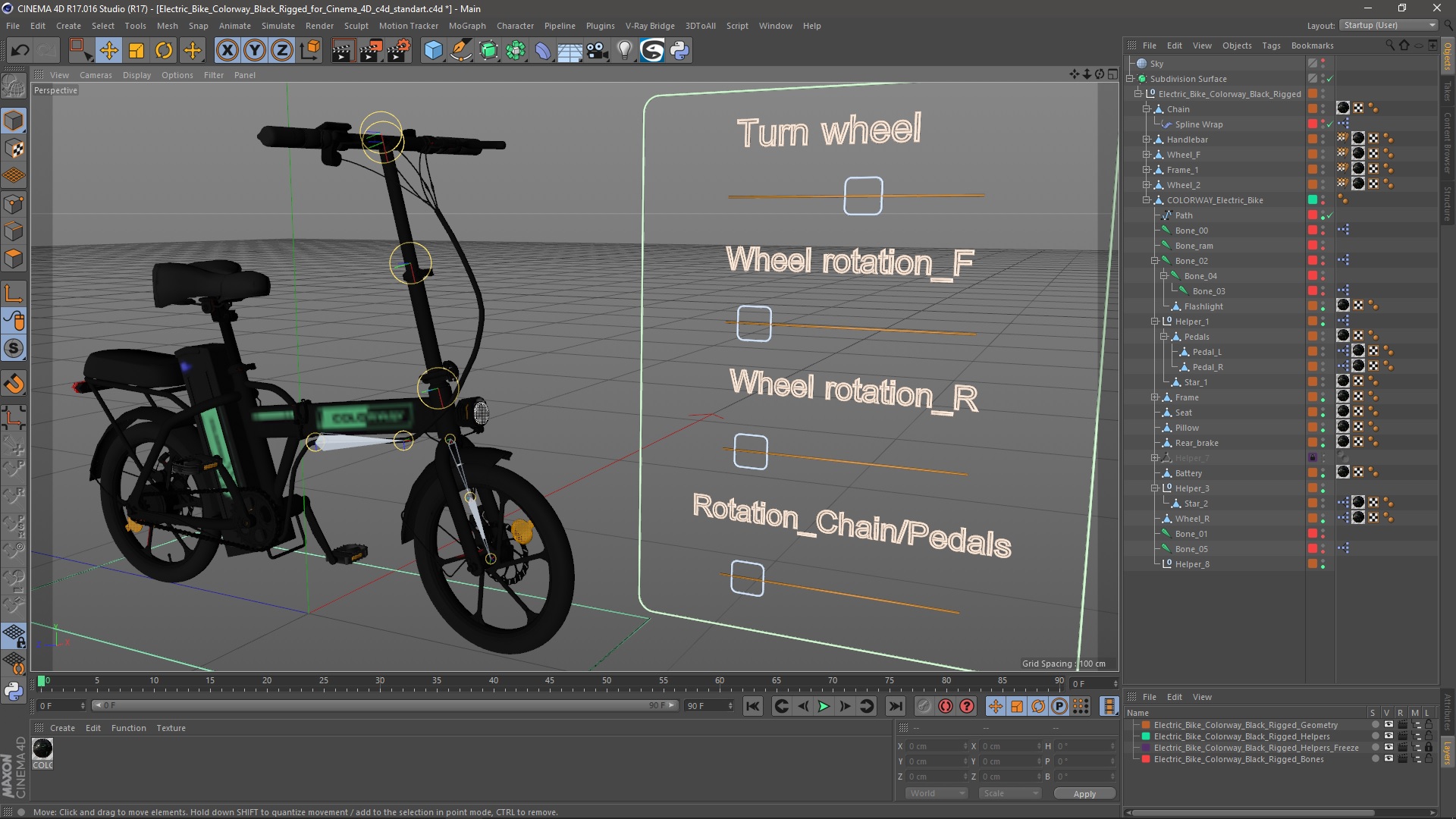 Electric Bike Colorway Black Rigged for Cinema 4D 3D model