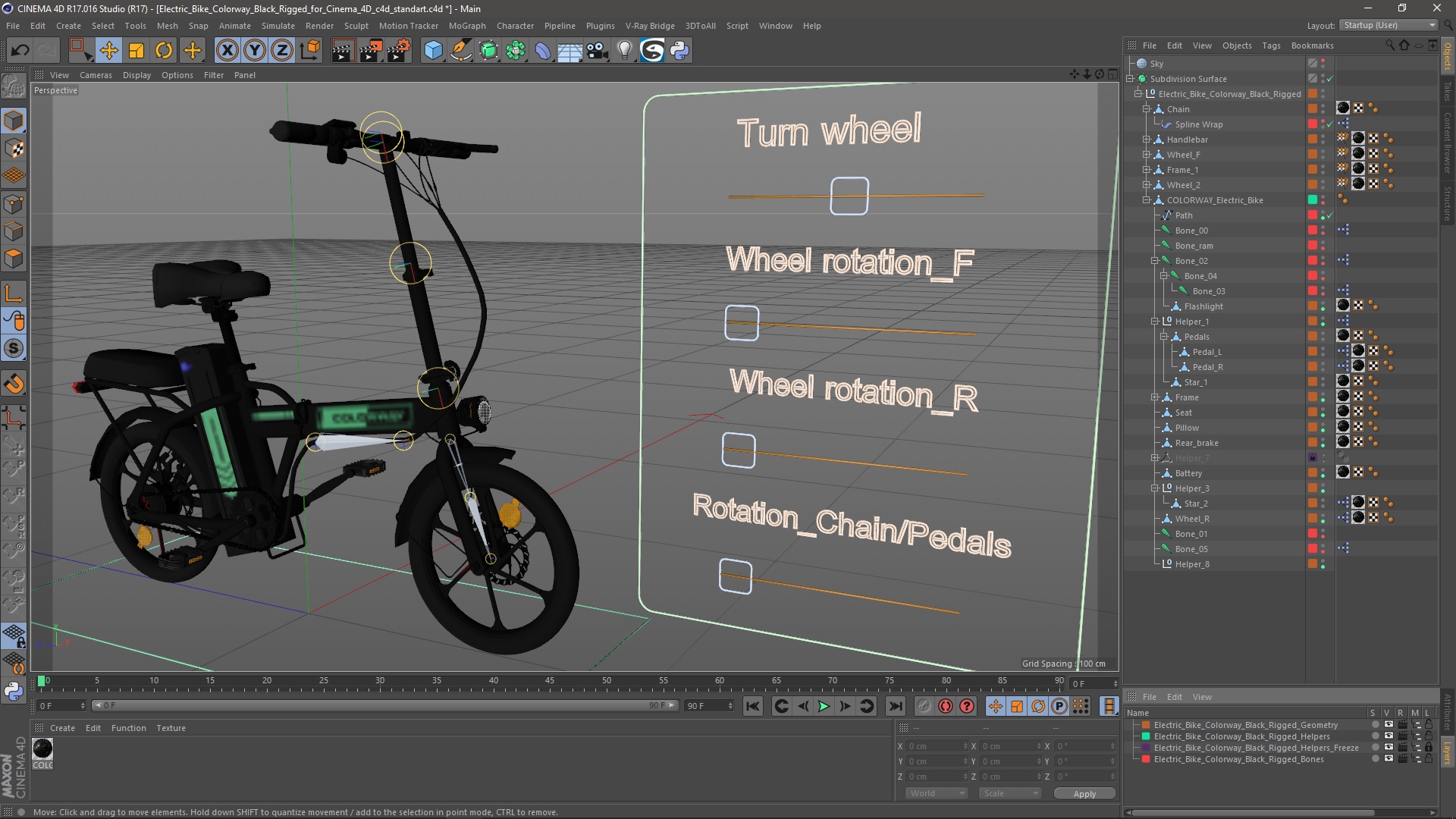 Electric Bike Colorway Black Rigged for Cinema 4D 3D model