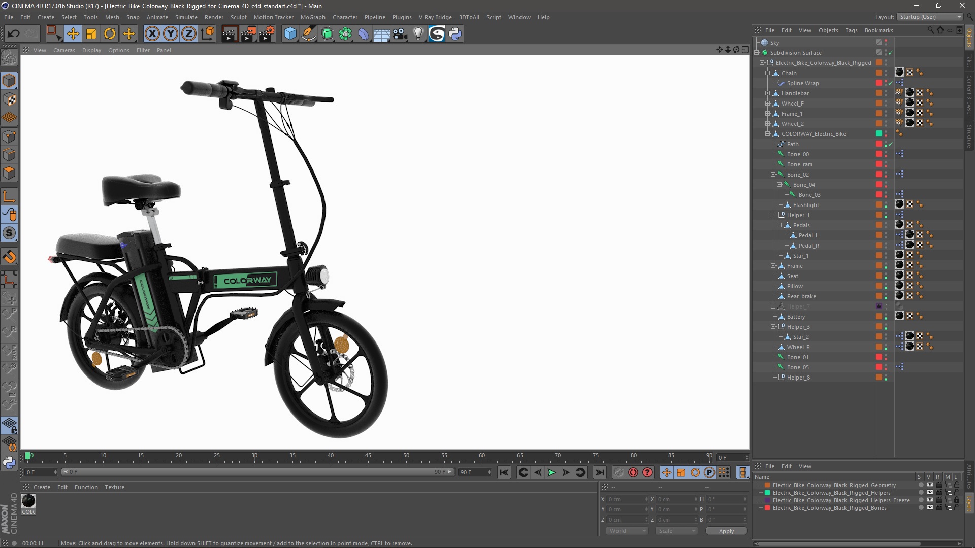 Electric Bike Colorway Black Rigged for Cinema 4D 3D model