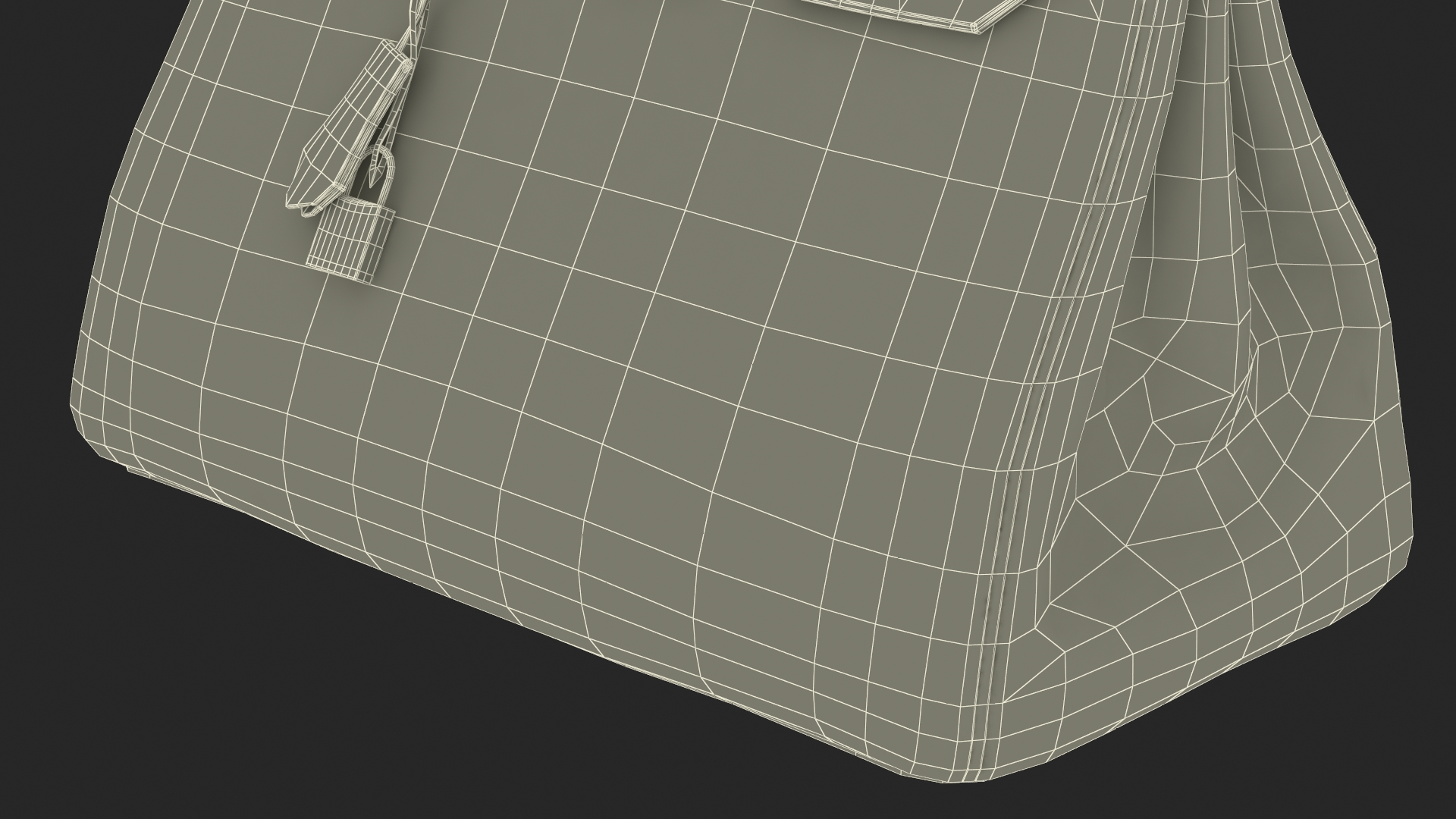 Ladies Ostrich Skin Bag Beige 3D model