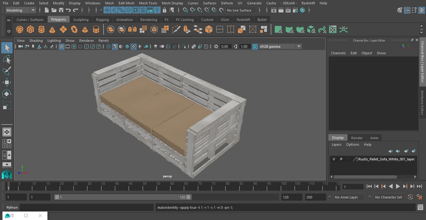 Rustic Pallet Sofa White 3D model