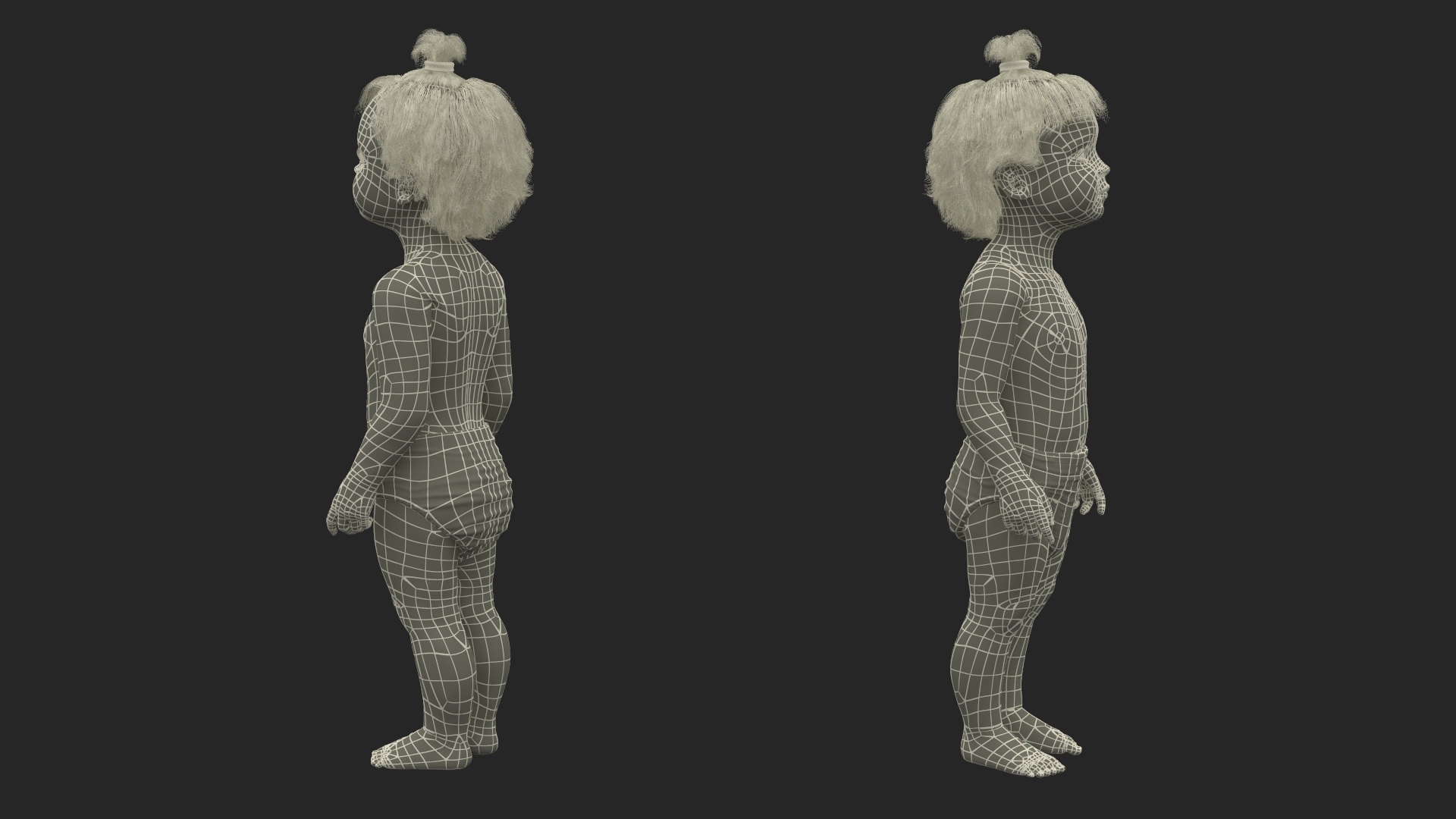 3D Toddler Girl in Diaper Standing