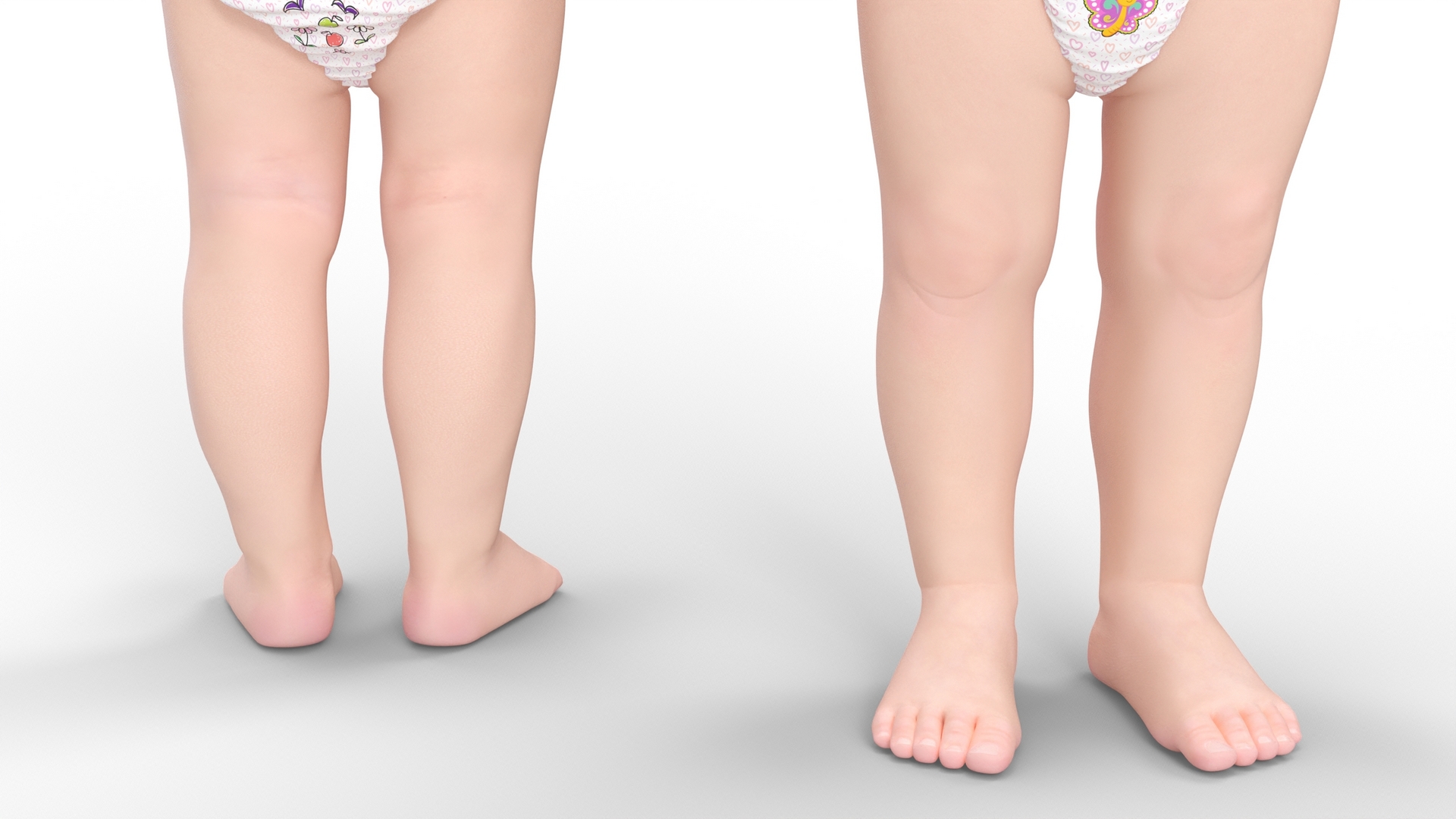 3D Toddler Girl in Diaper Standing