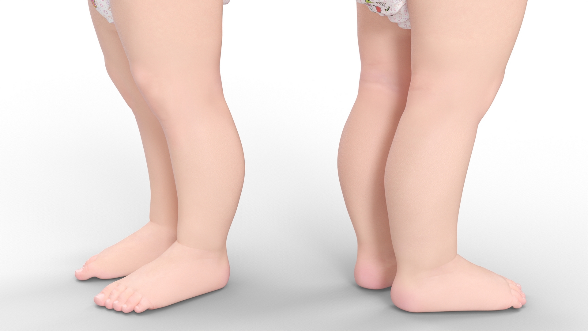 3D Toddler Girl in Diaper Standing